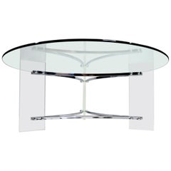 Charles Hollis Jones Acrylic Lucite and Chrome Coffee Table