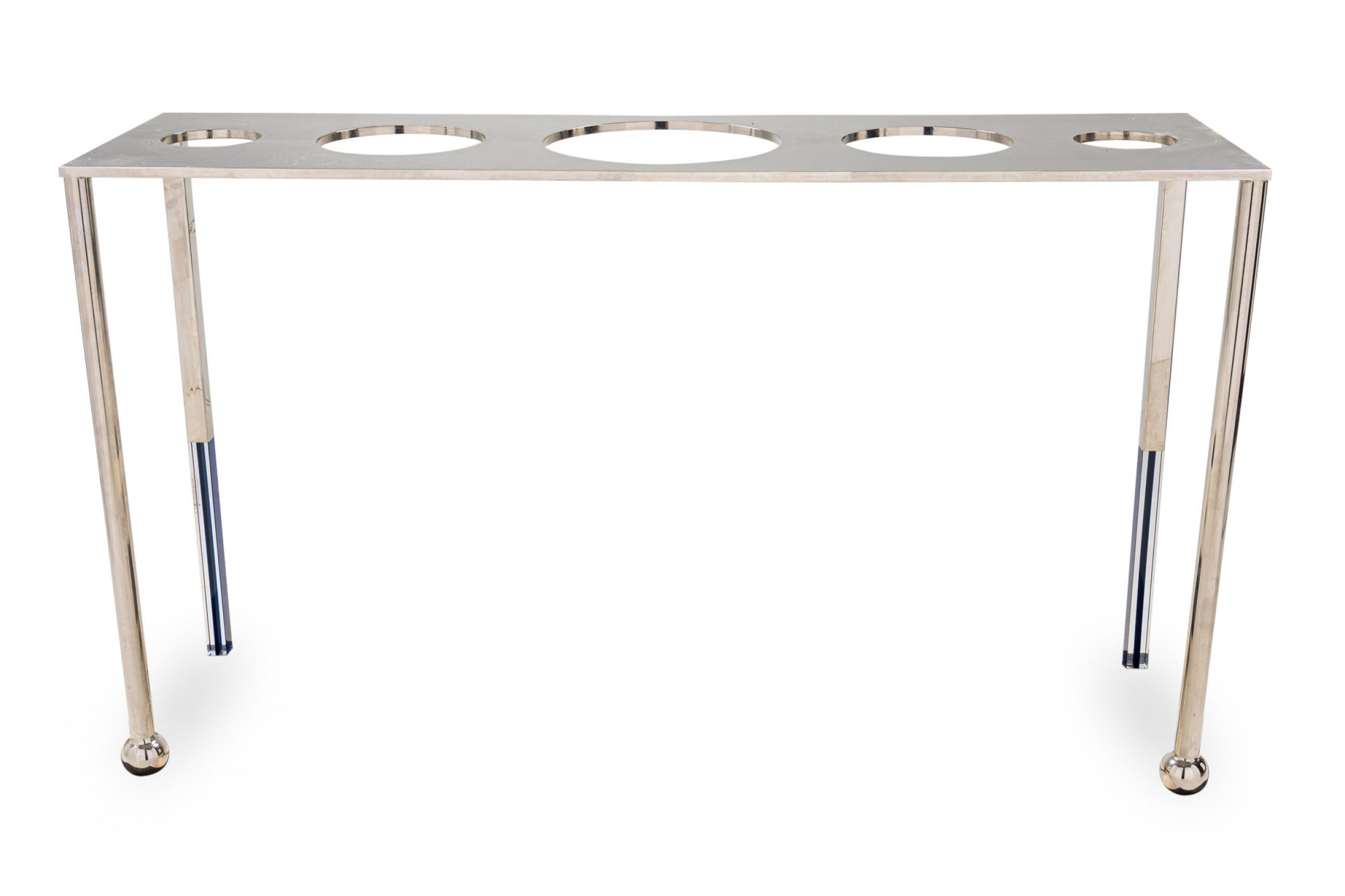 Charles Hollis Jones American Nickel & Multi-Colored Lucite Disk Console Table For Sale 3