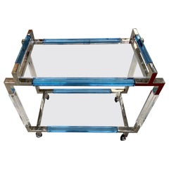 Charles Hollis Jones Aqua Lucite Bar Cart