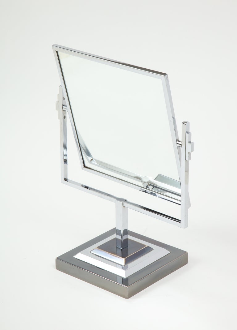 Charles Hollis Jones Attributed Chrome Vanity Mirror For Sale 4