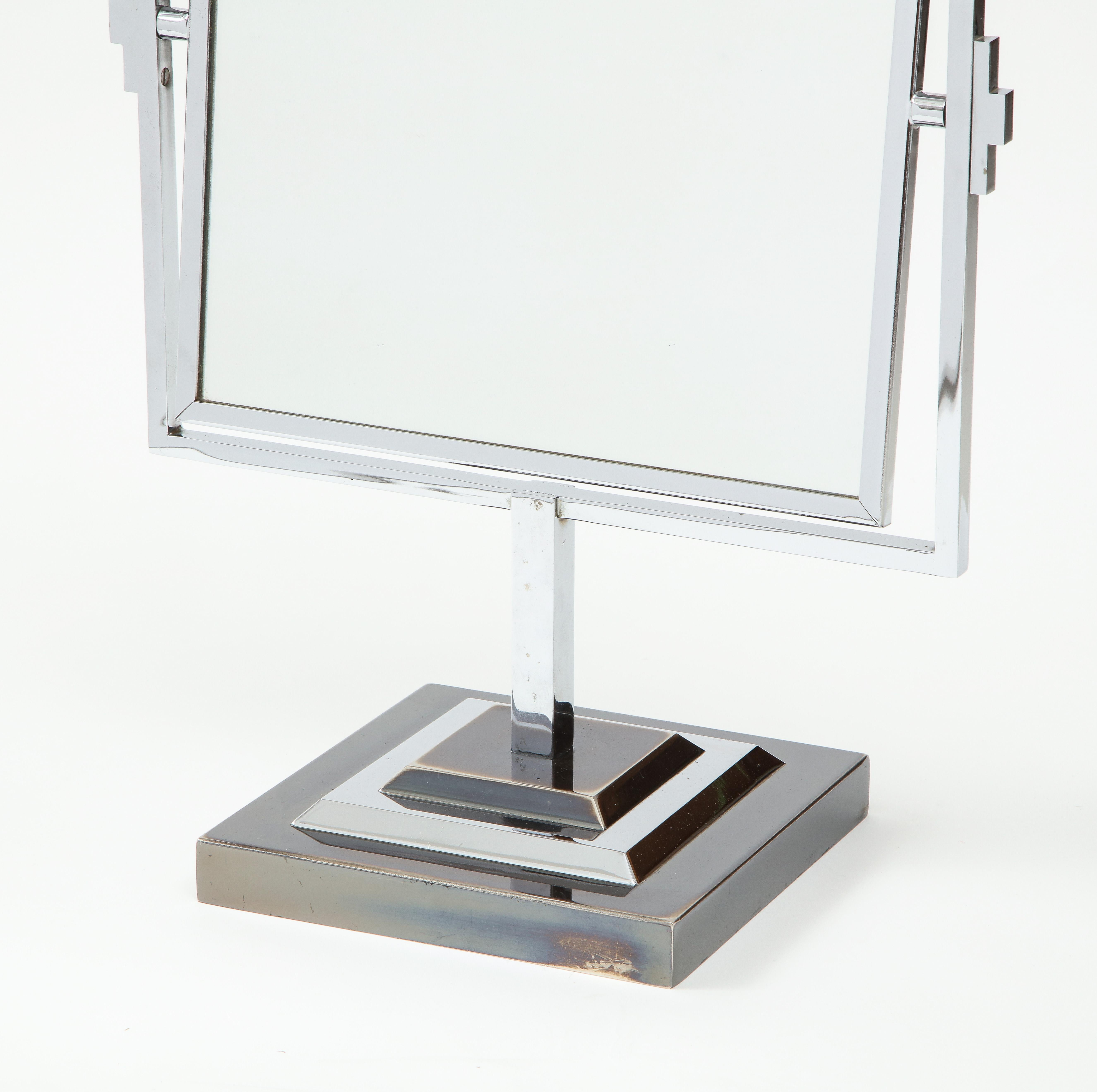 Mid-Century Modern Charles Hollis Jones Attributed Chrome Vanity Mirror For Sale