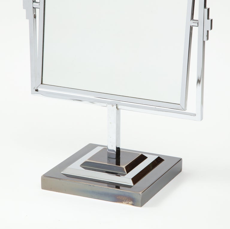 American Charles Hollis Jones Attributed Chrome Vanity Mirror For Sale