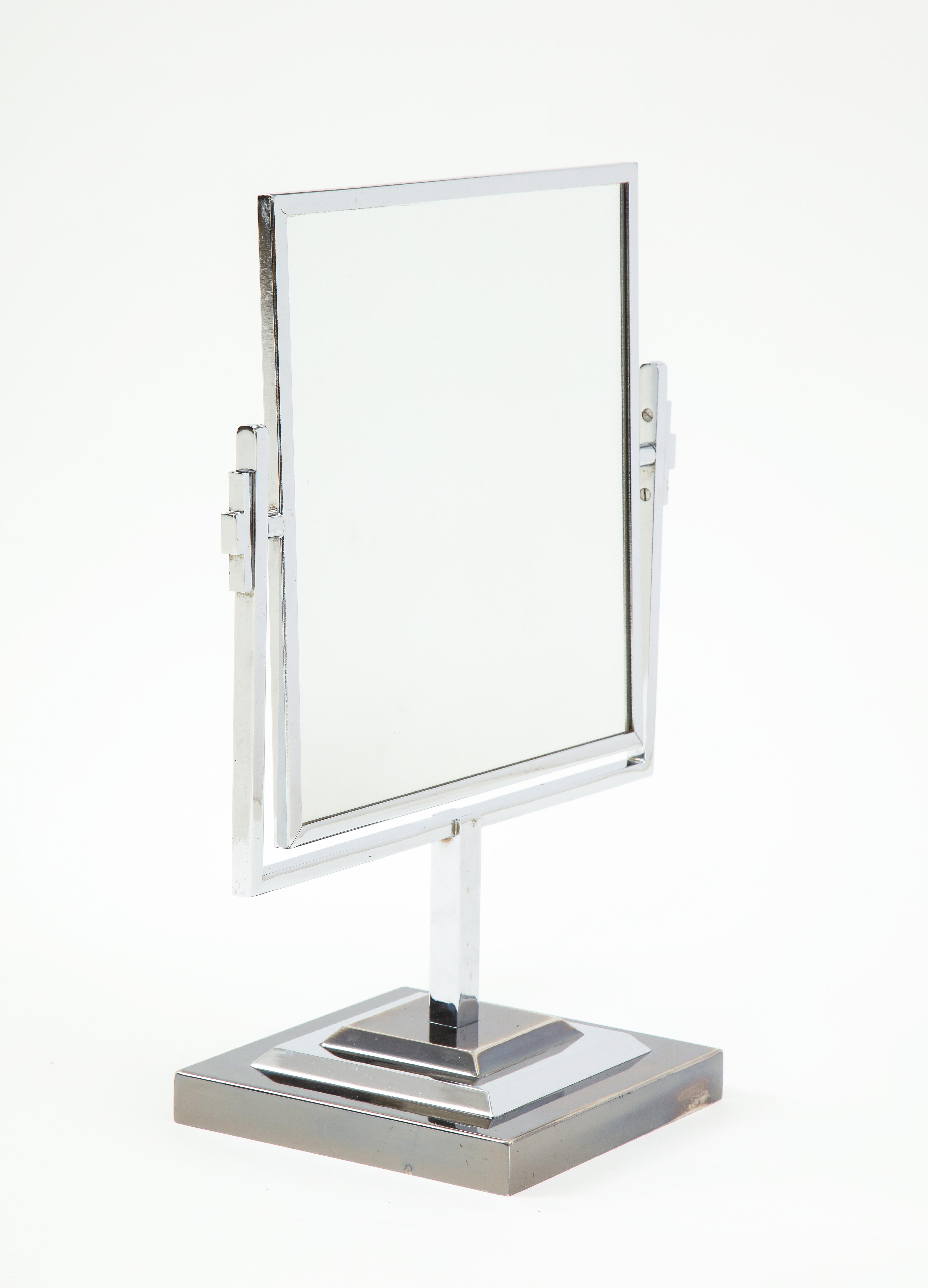 Late 20th Century Charles Hollis Jones Attributed Chrome Vanity Mirror For Sale