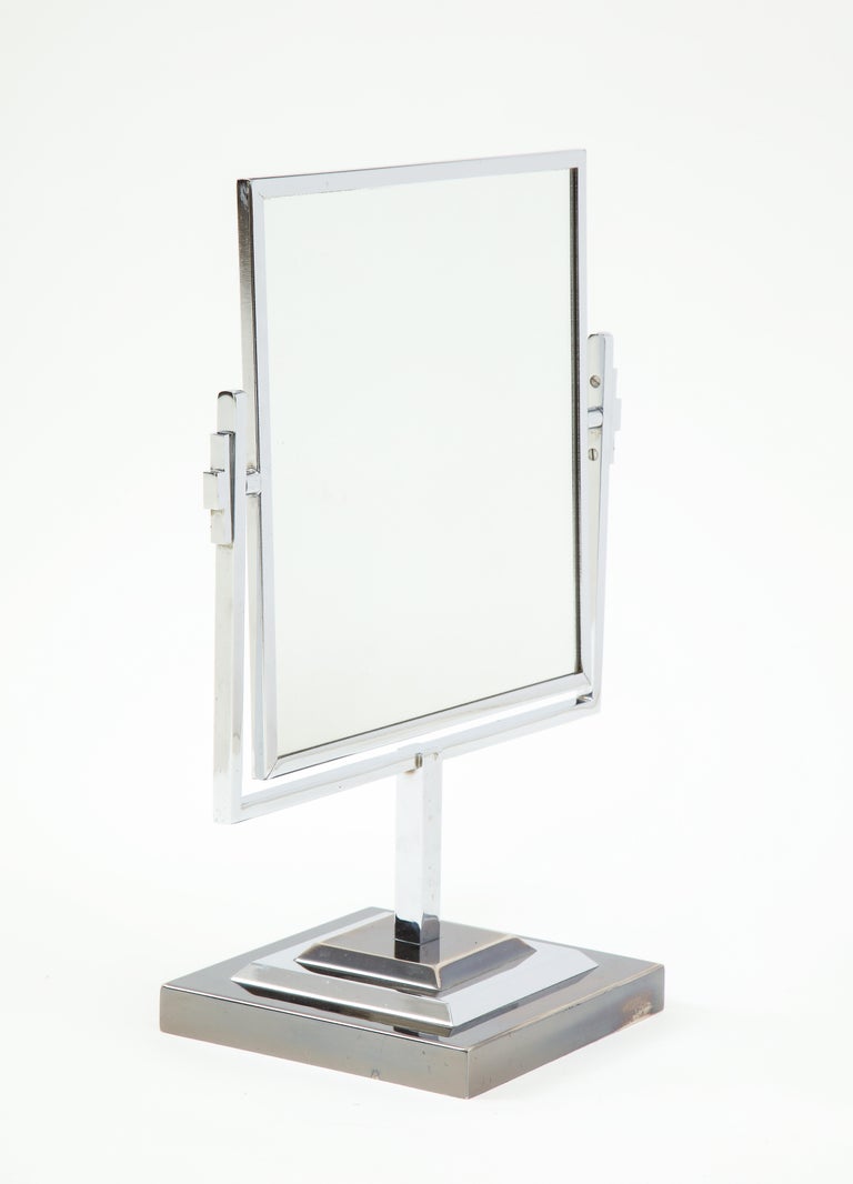 Charles Hollis Jones Attributed Chrome Vanity Mirror For Sale 1