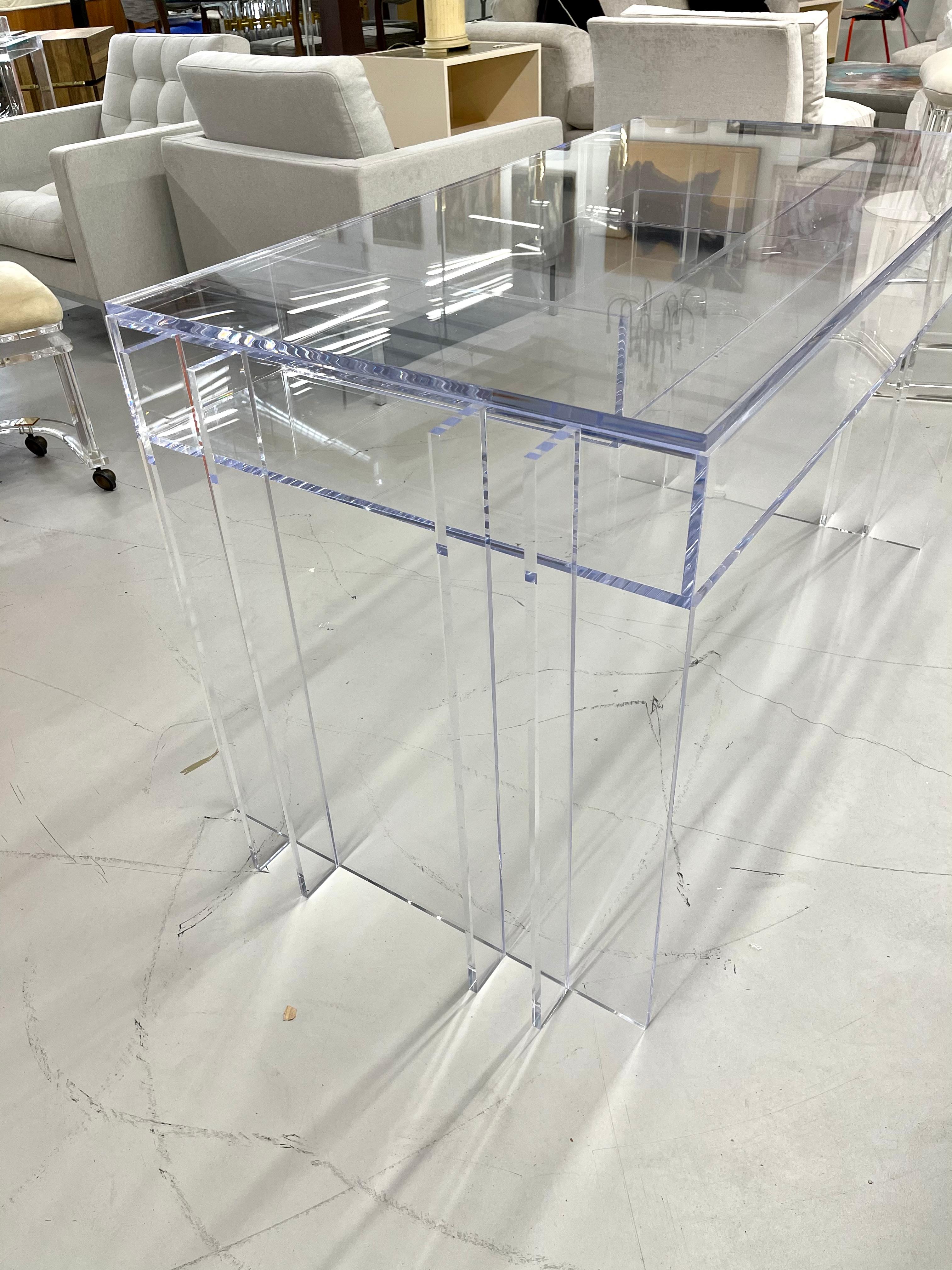 Machine-Made Charles Hollis Jones Blade Line Lucite Desk