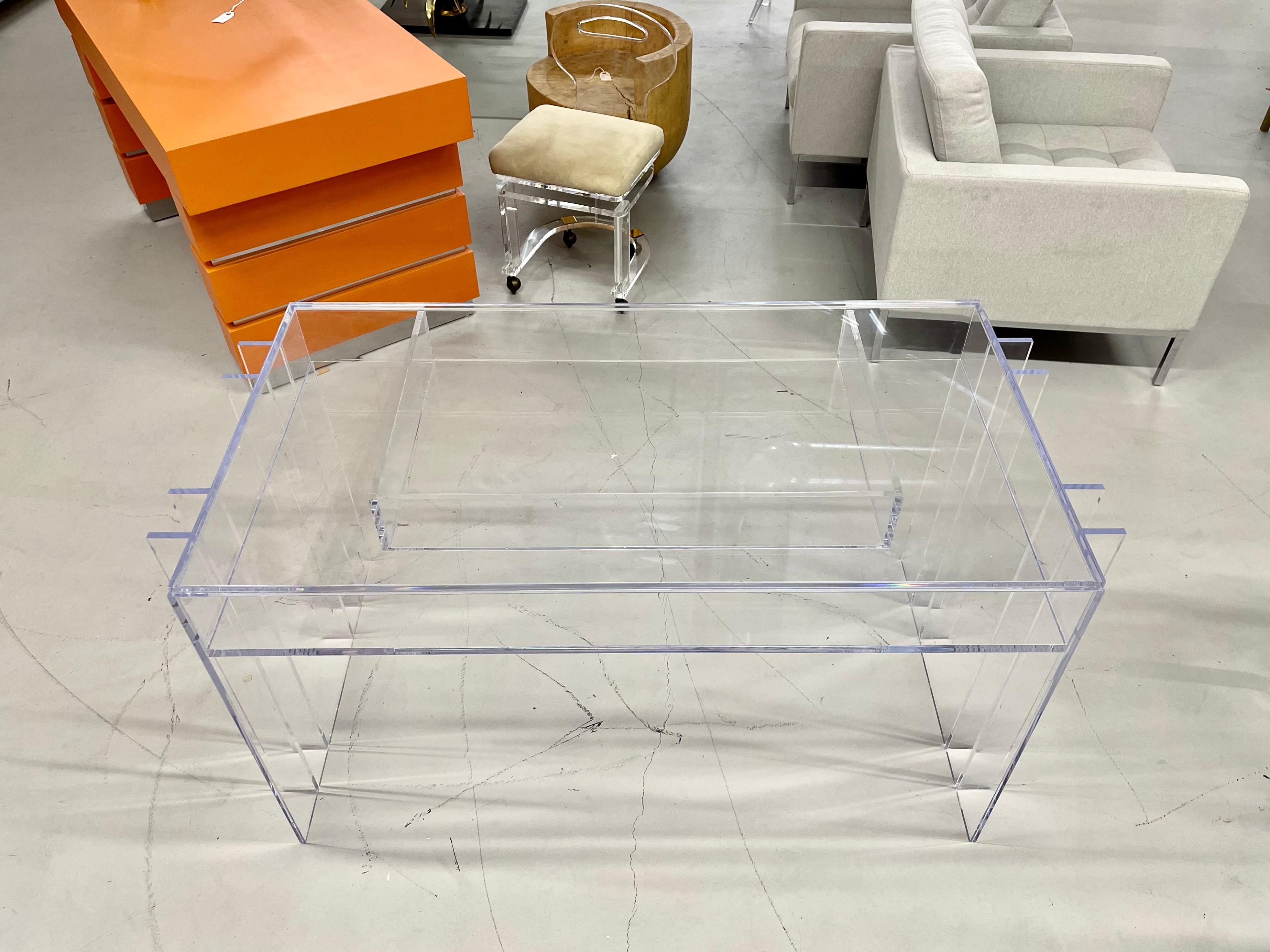 Charles Hollis Jones Blade Line Lucite Desk In Excellent Condition In Palm Springs, CA