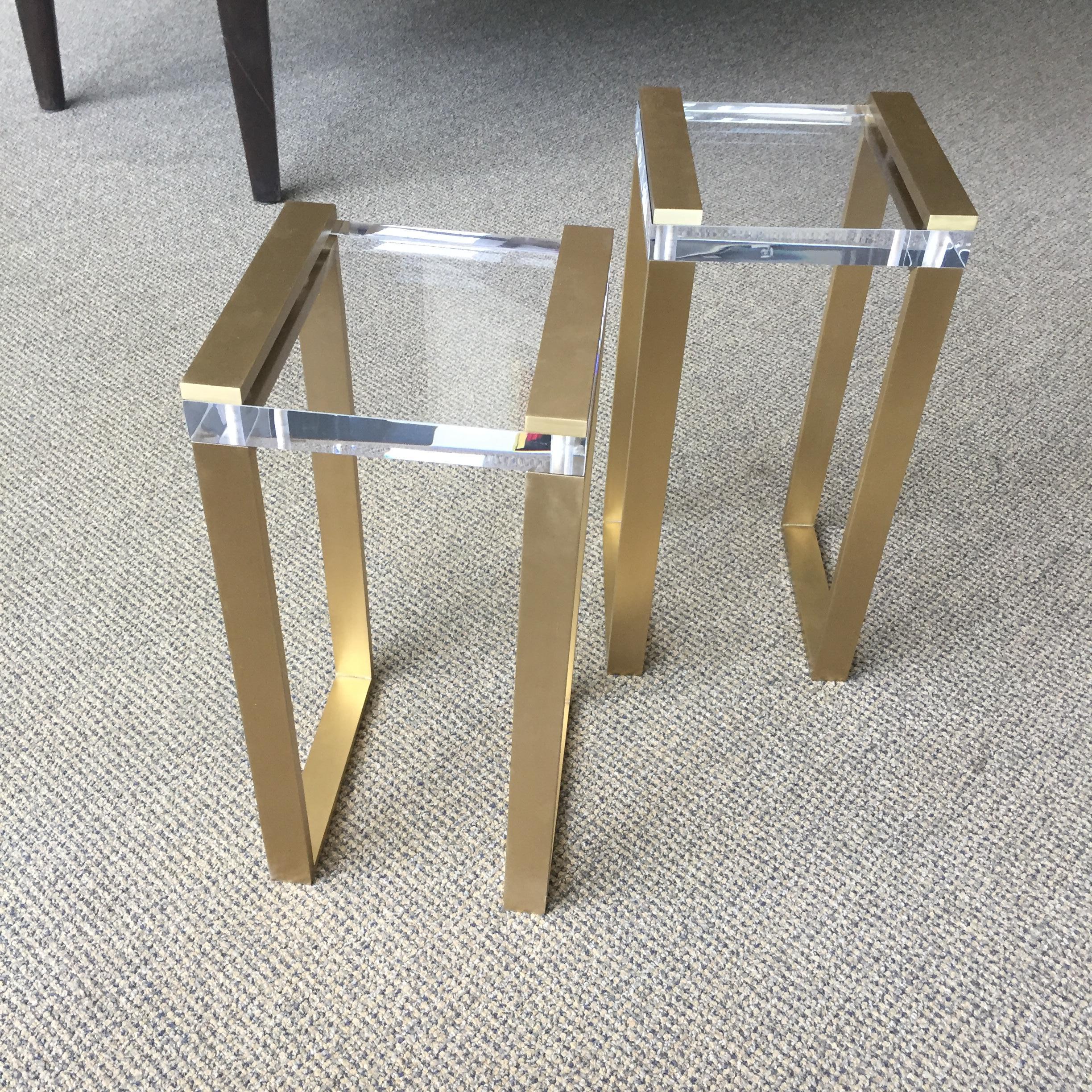 Charles Hollis Jones, tables « Box » en laiton et Lucite en vente 13