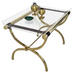 Charles Hollis Jones Brass and Lucite Folding Tray Table/Luggage Rack