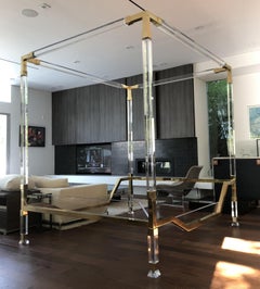Charles Hollis Jones Brass and Lucite "Metric" King-Size Poster Bed