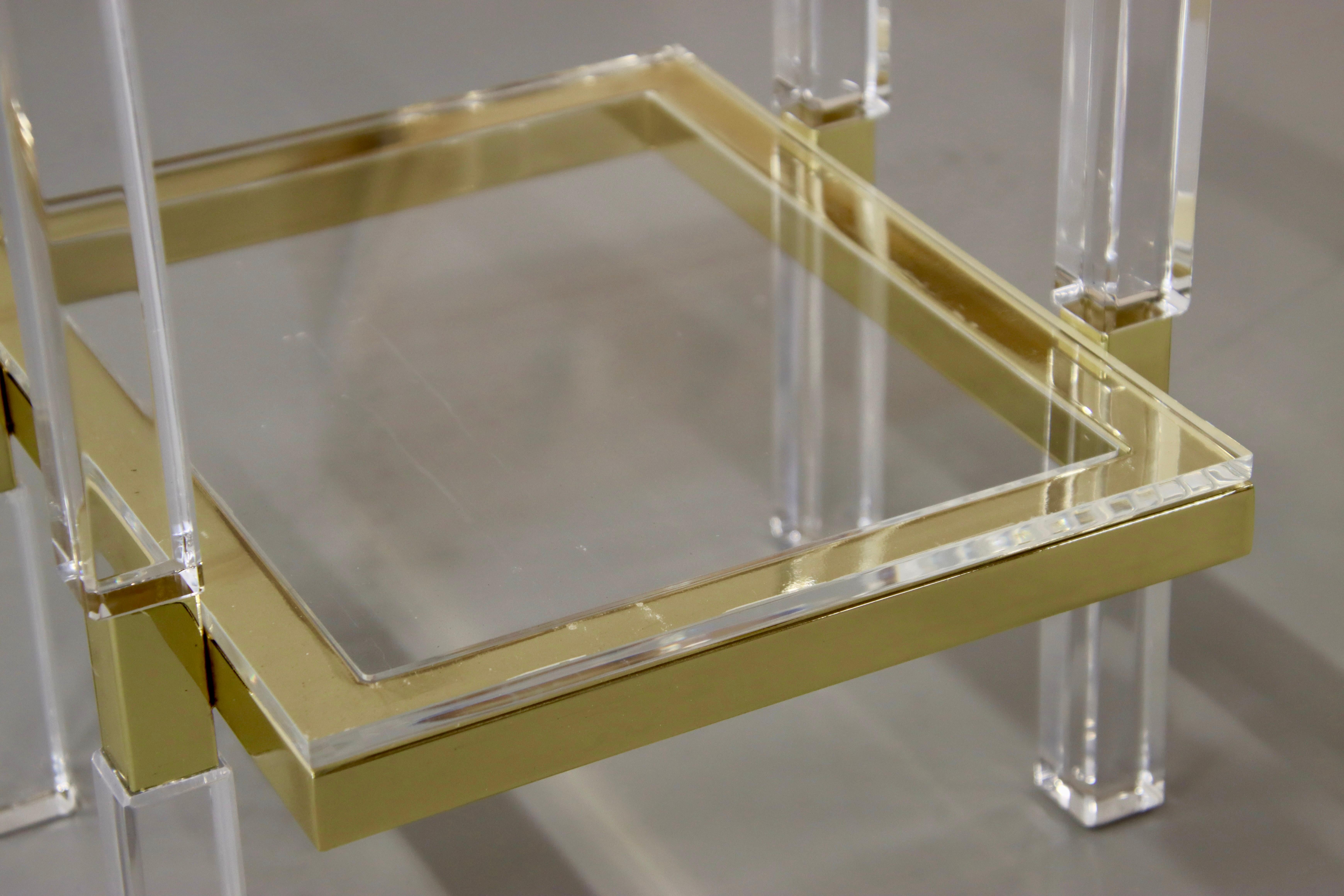Charles Hollis Jones Brass and Lucite Tables For Sale 5