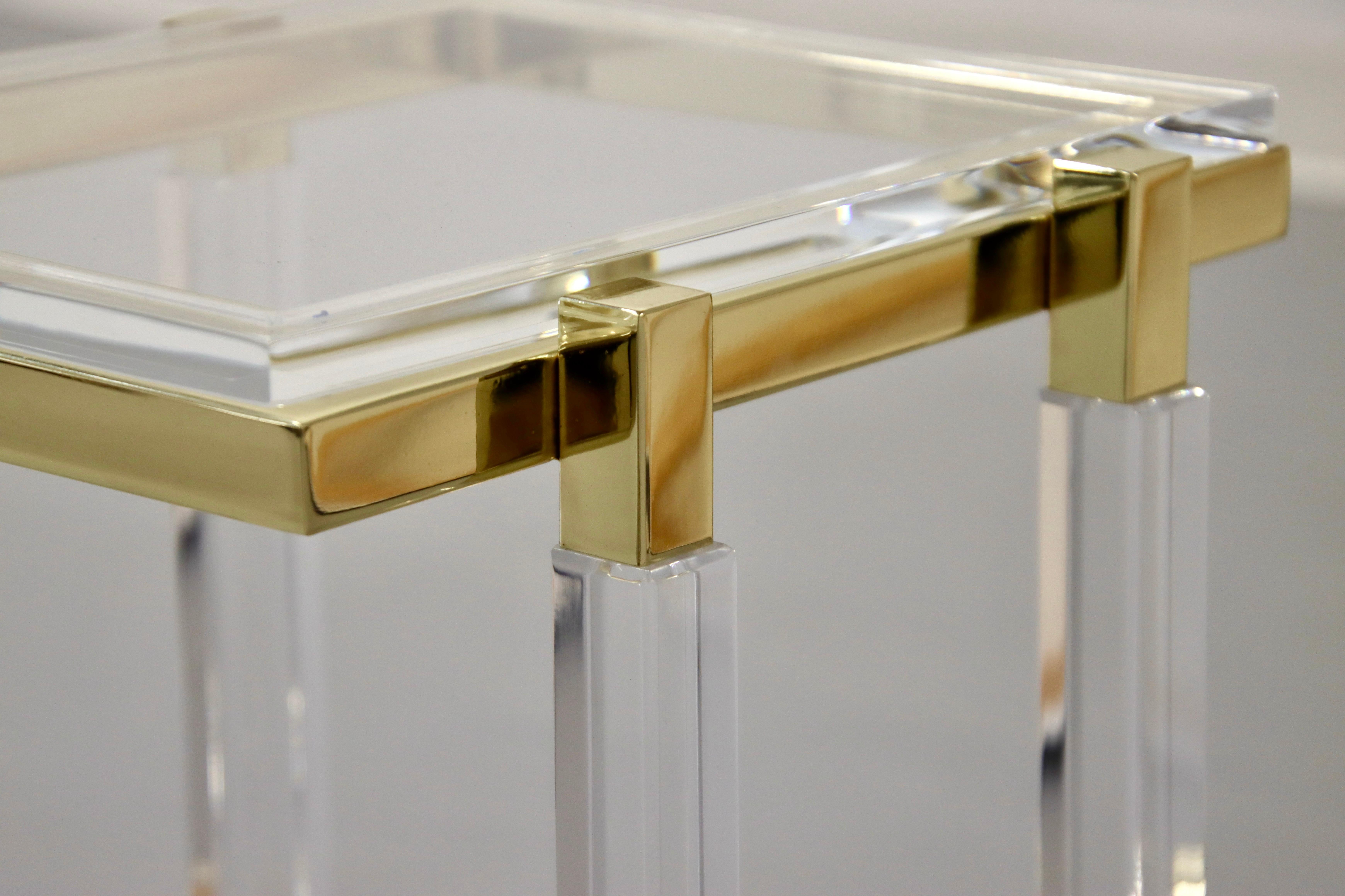 Charles Hollis Jones Brass and Lucite Tables For Sale 7