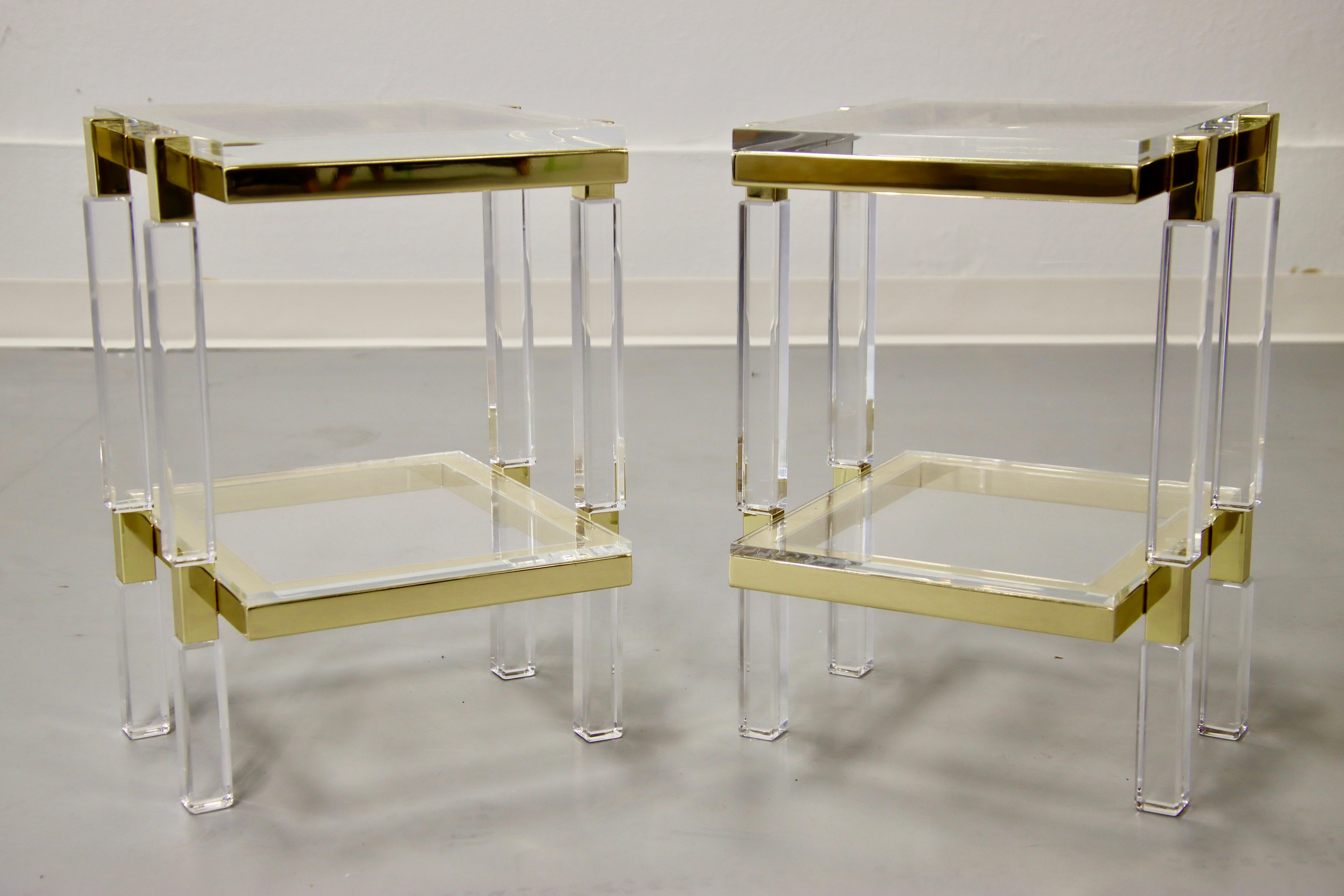 Charles Hollis Jones Brass and Lucite Tables For Sale 8