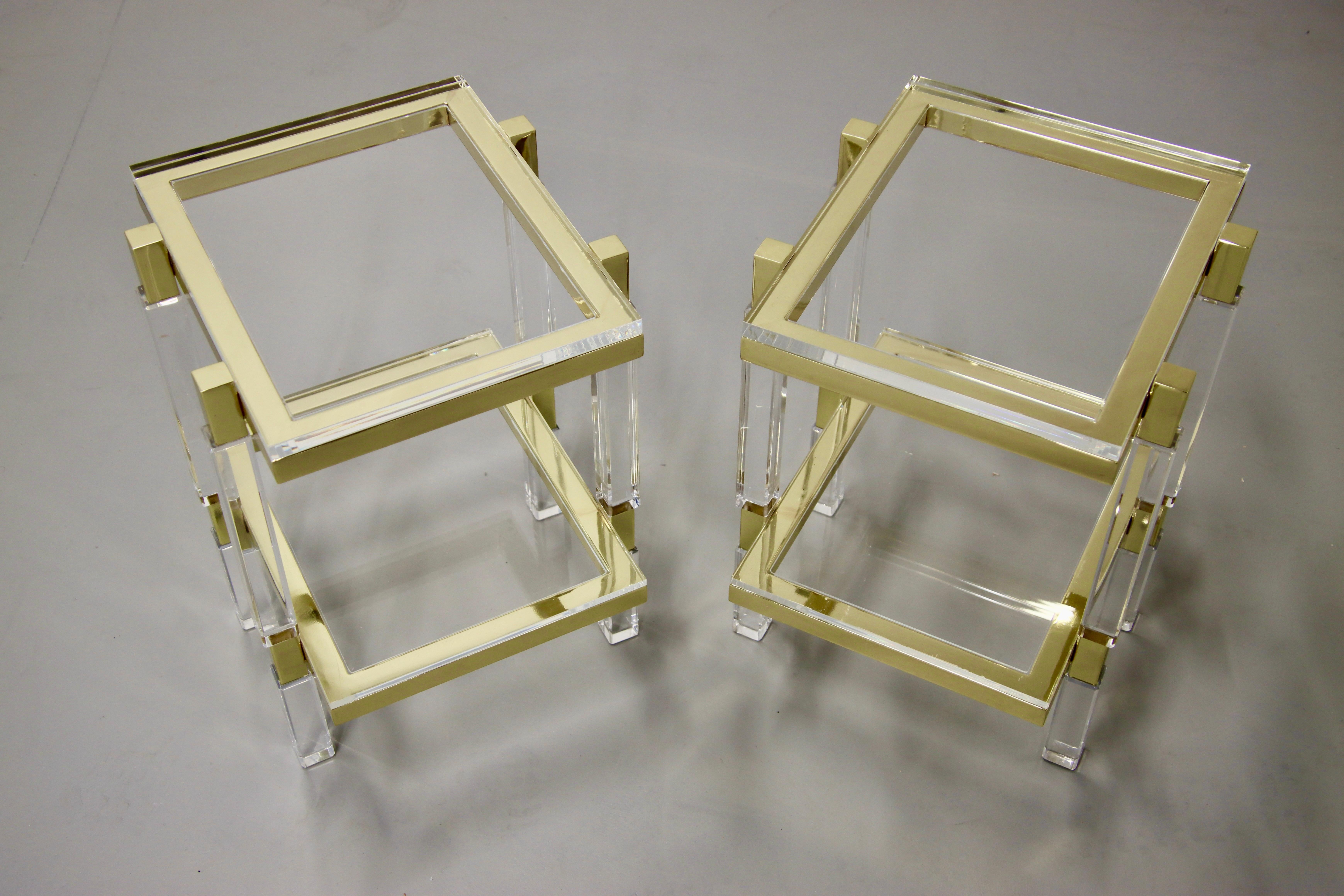 Charles Hollis Jones Brass and Lucite Tables For Sale 9