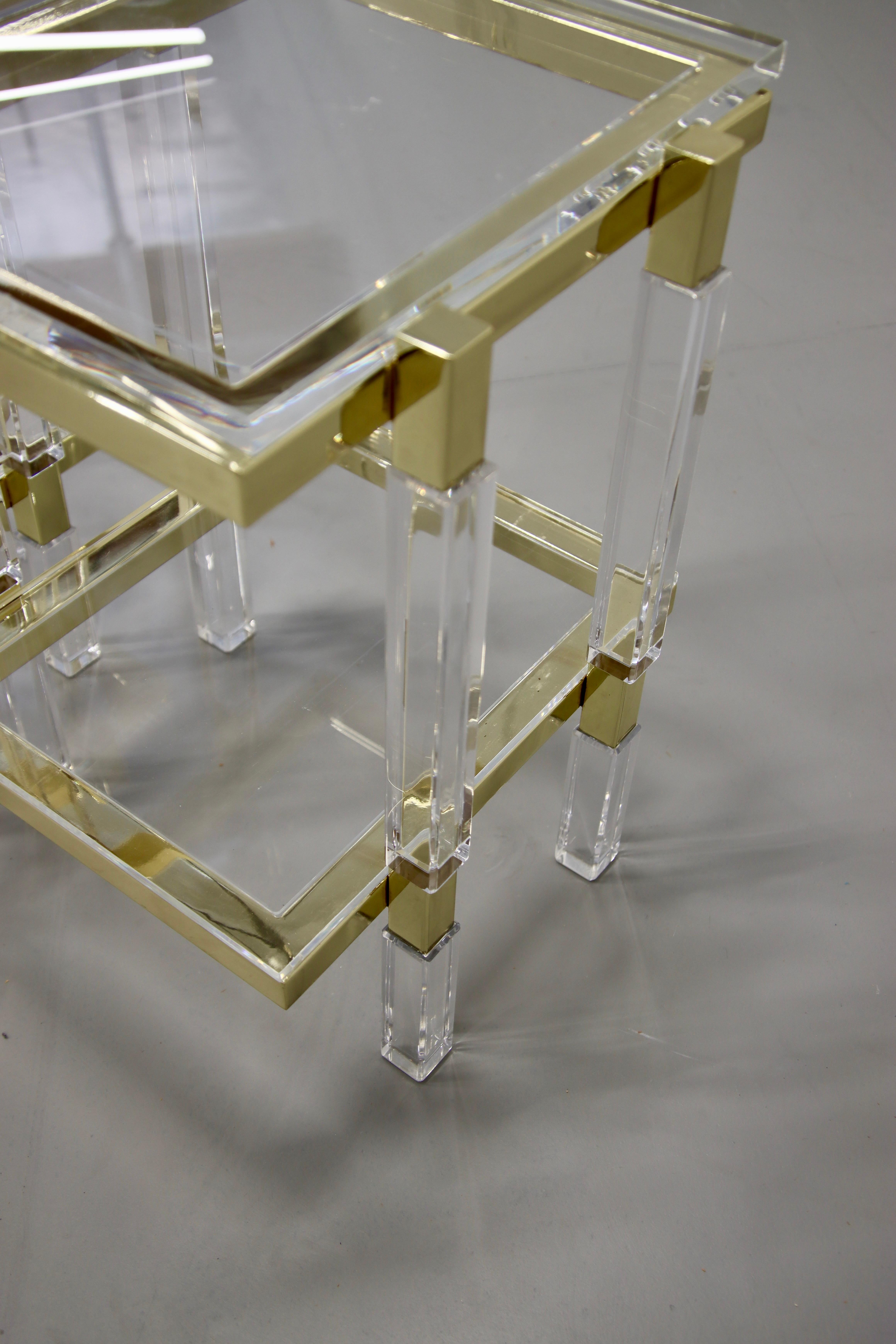 Charles Hollis Jones Brass and Lucite Tables In Excellent Condition For Sale In Palm Springs, CA