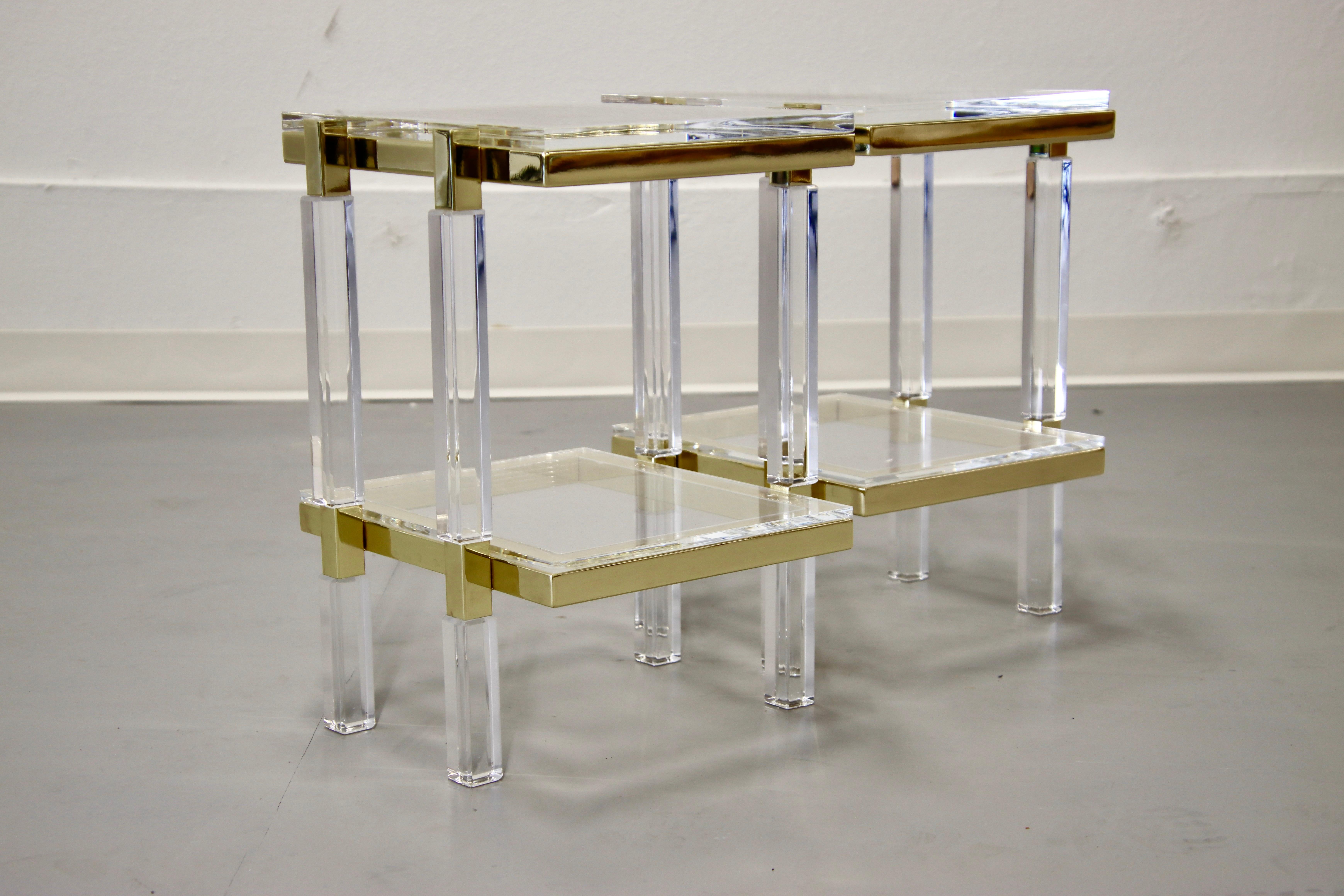 Charles Hollis Jones Brass and Lucite Tables For Sale 1