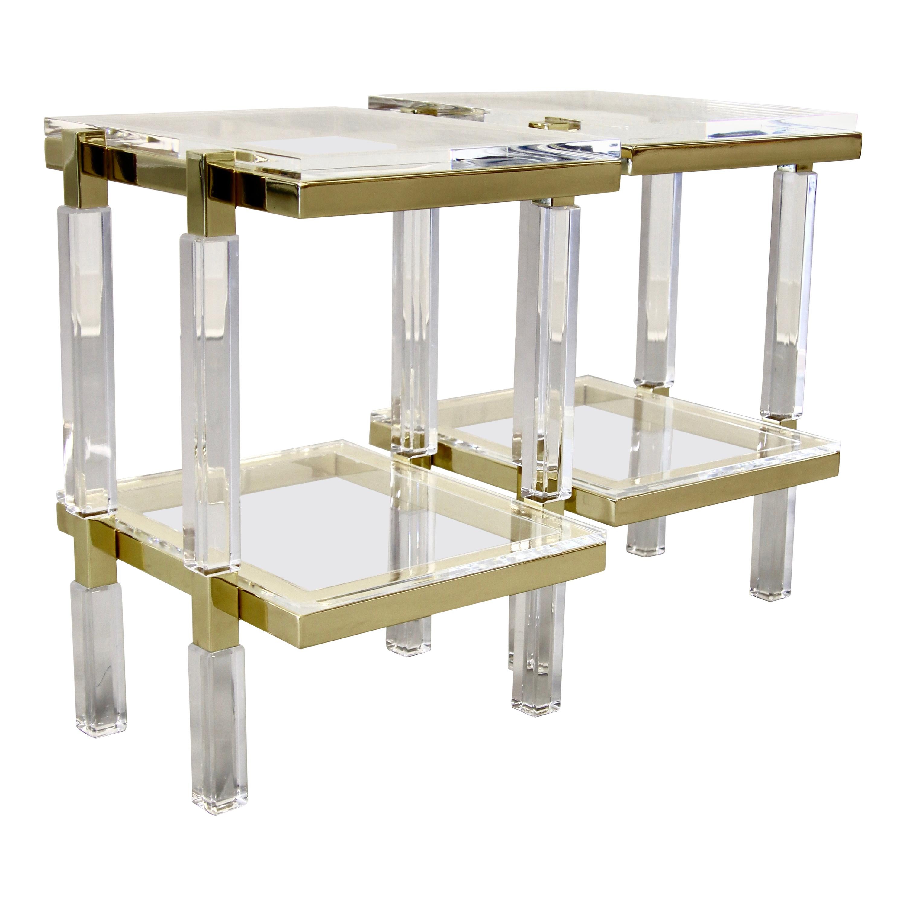 Charles Hollis Jones Brass and Lucite Tables