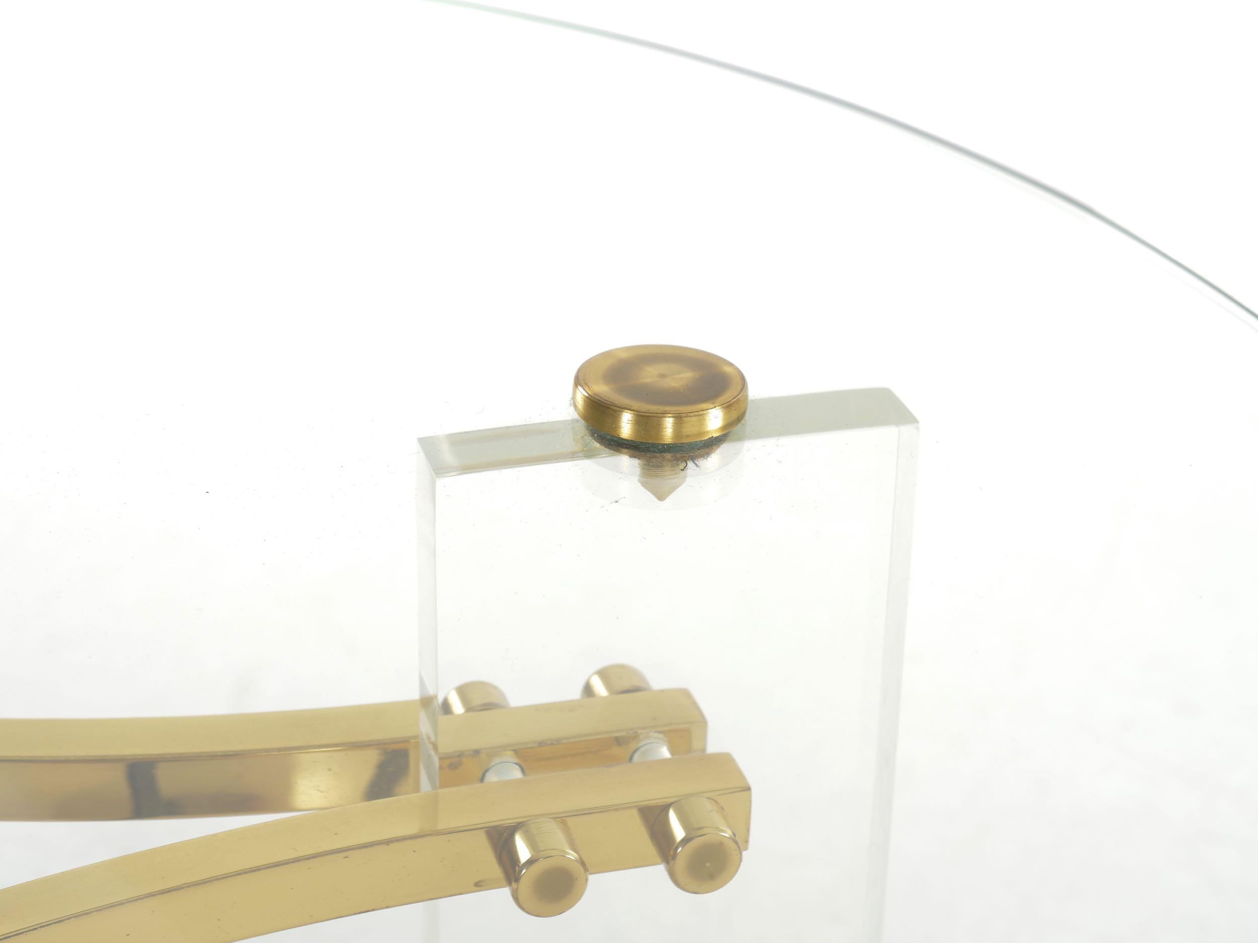 Charles Hollis Jones Brass, Glass and Lucite Accent Side Table, circa 1980s 5