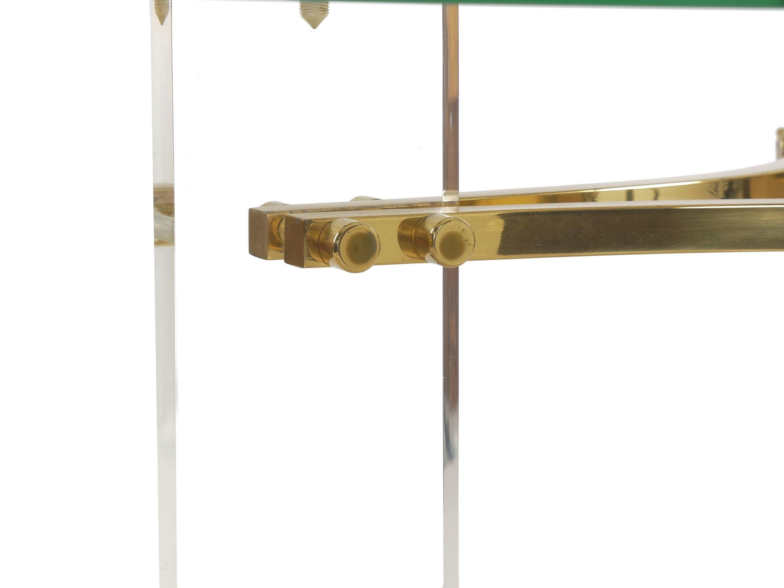 20th Century Charles Hollis Jones Brass, Glass and Lucite Accent Side Table, circa 1980s