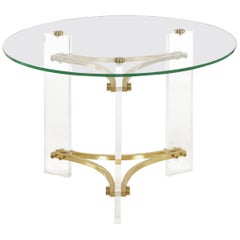 Charles Hollis Jones Brass, Glass and Lucite Accent Side Table, circa 1980s