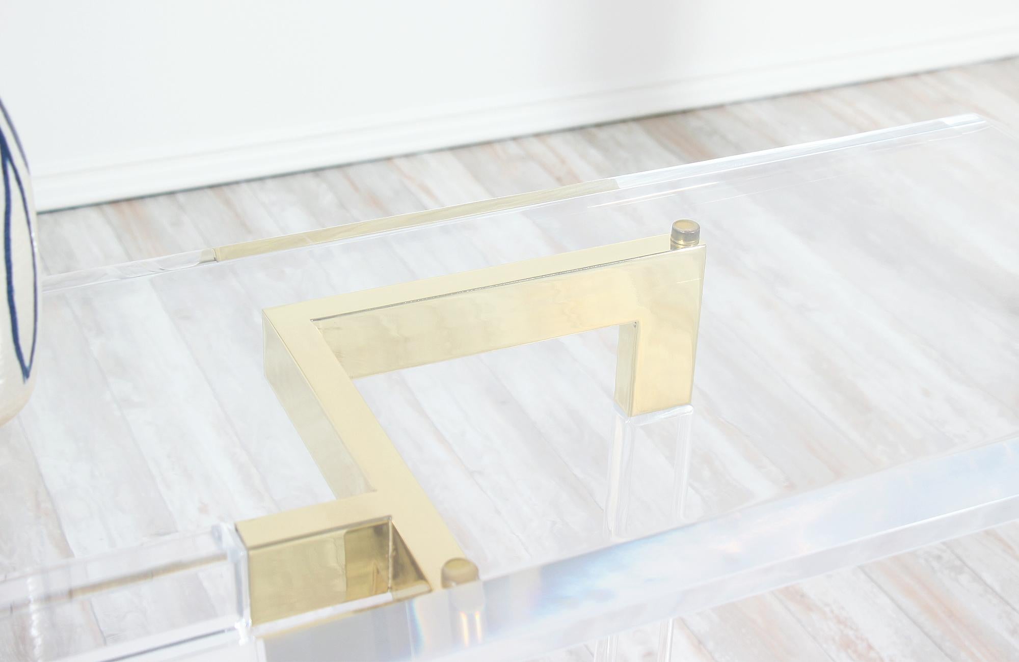 Charles Hollis Jones Brass and Lucite Console Table 3