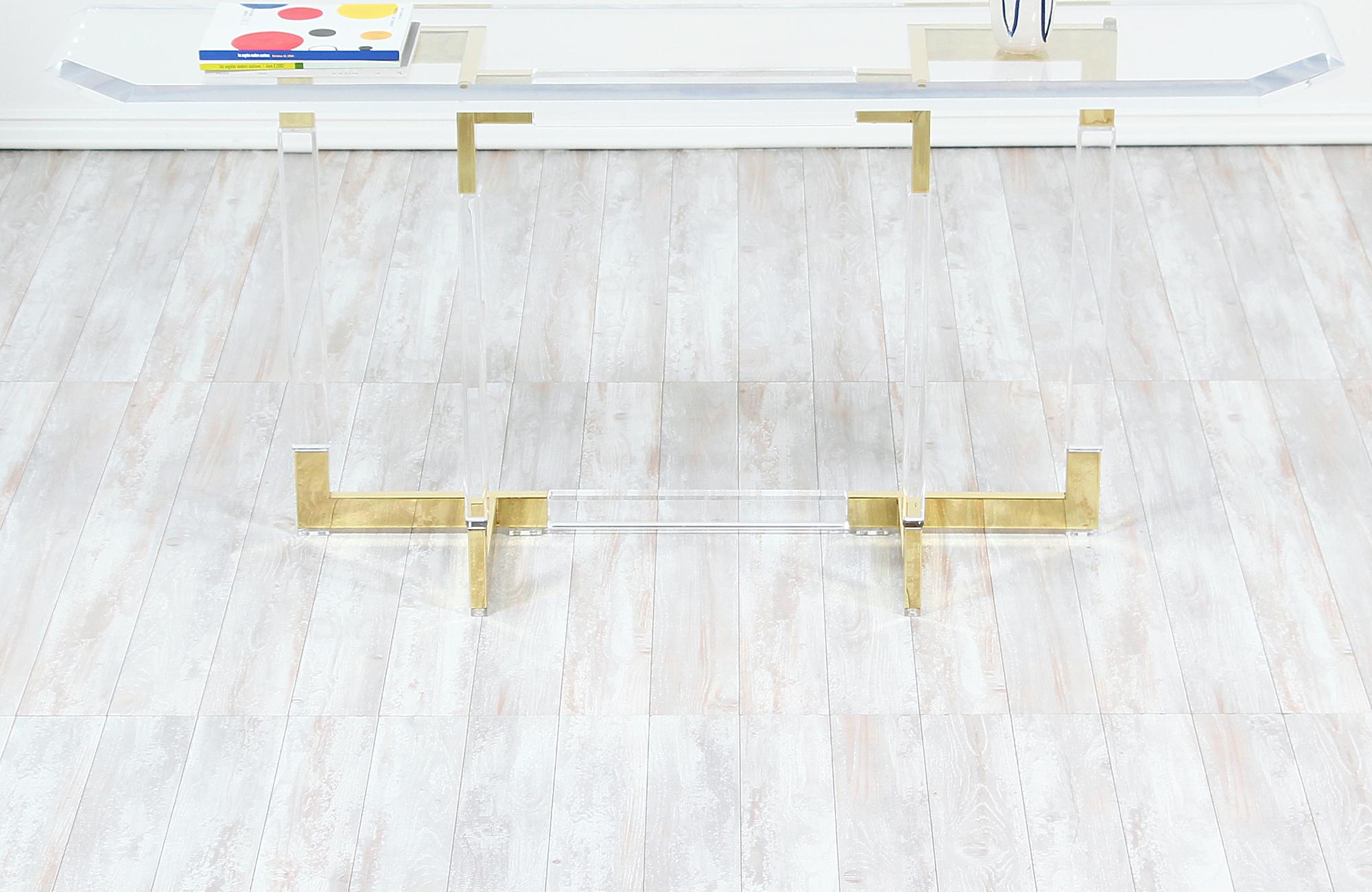 Charles Hollis Jones Brass and Lucite Console Table 6