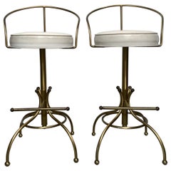 Charles Hollis Jones Brass Swivel Bar Stools