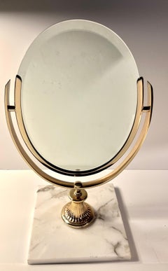 Charles Hollis Jones Brass Table Mirror on Carrara Marble Base
