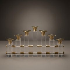 Portacandele a candelabro Charles Hollis Jones in ottone e lucite