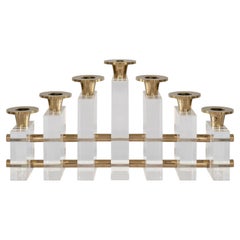 Charles Hollis Jones Candelabro Portavelas de Latón y Lucita