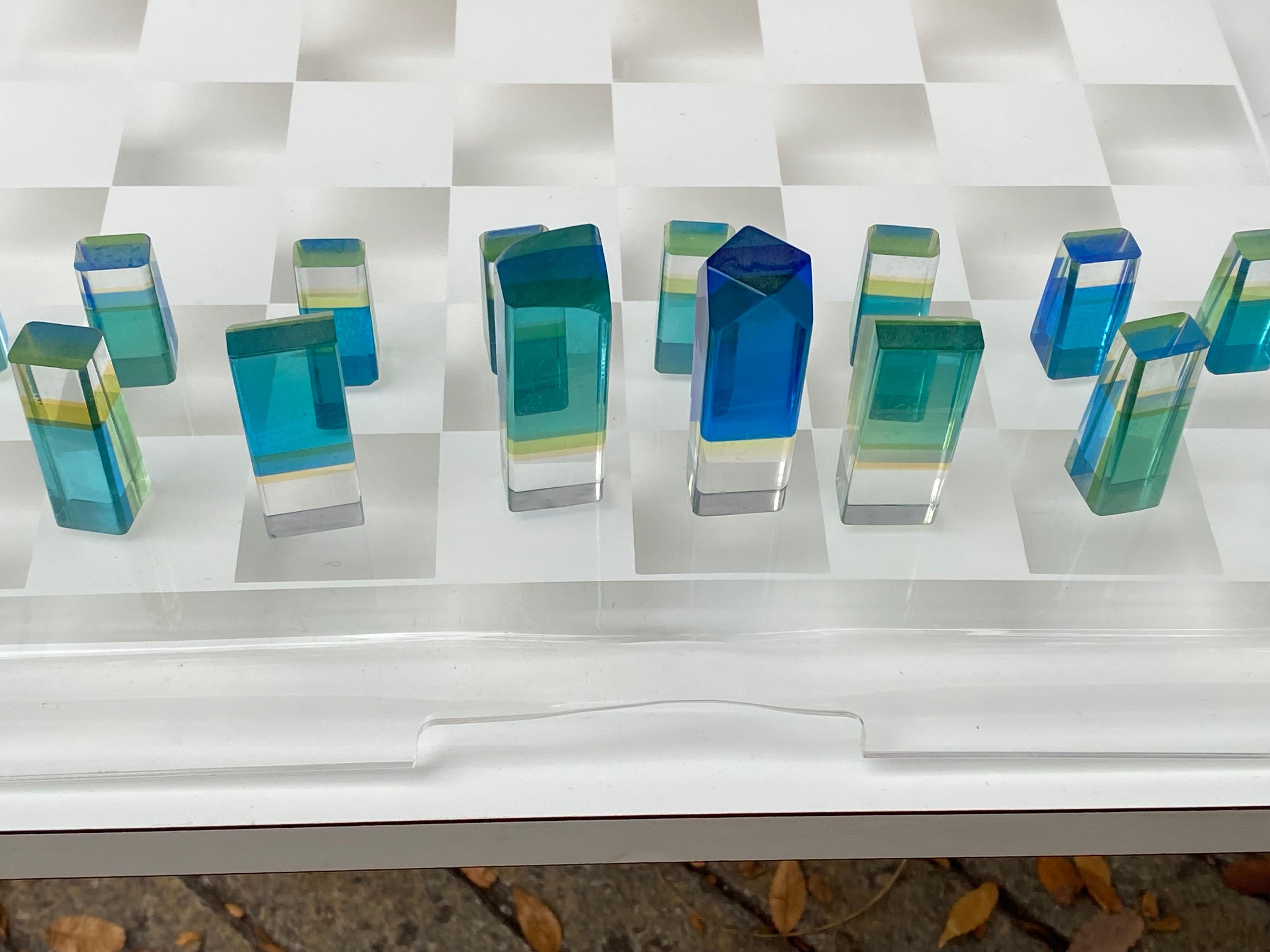 Lucite Charles Hollis Jones Chess Set For Sale