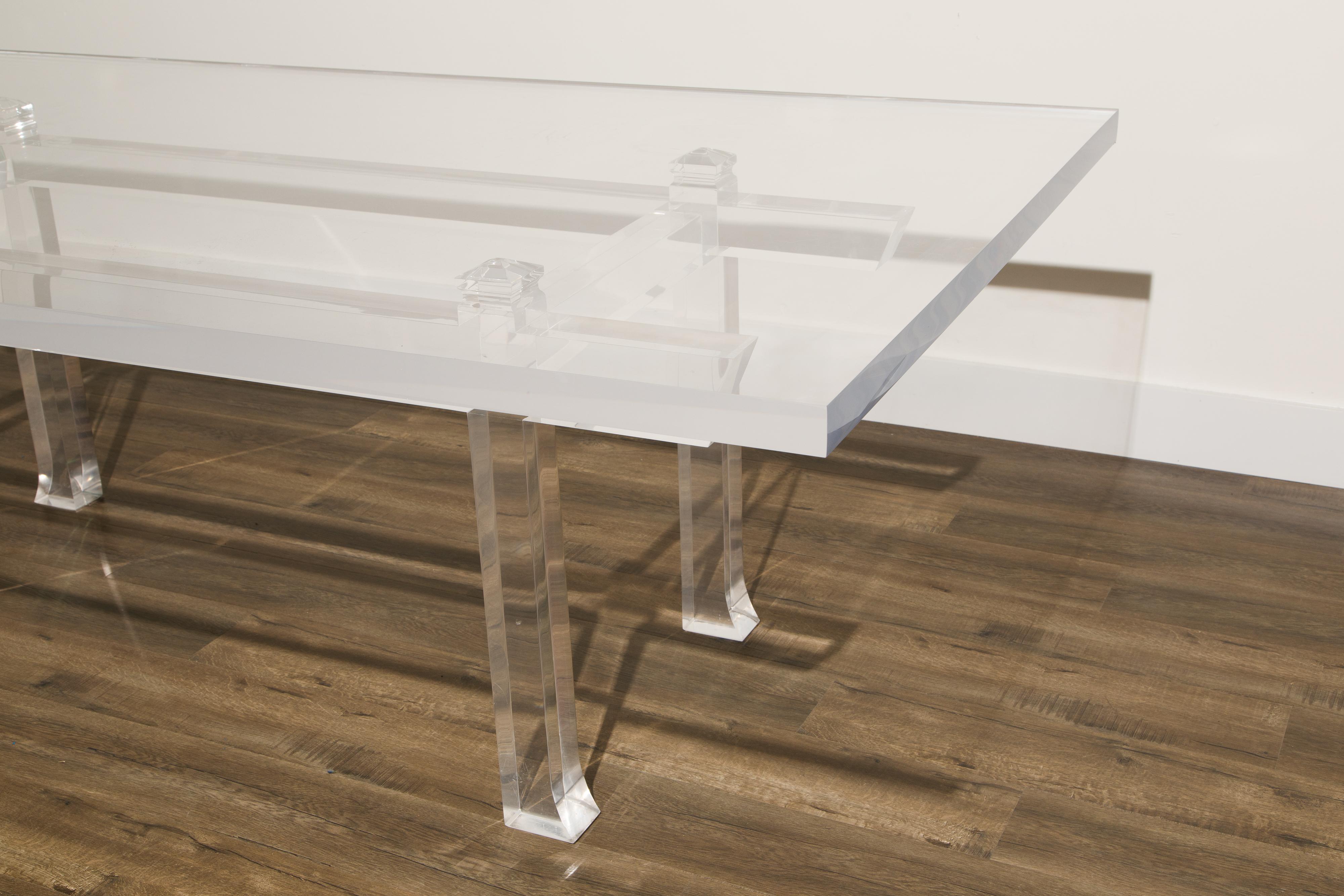 Charles Hollis Jones CHJ-575 'Box' Monumental Lucite Dining Table, Signed For Sale 6