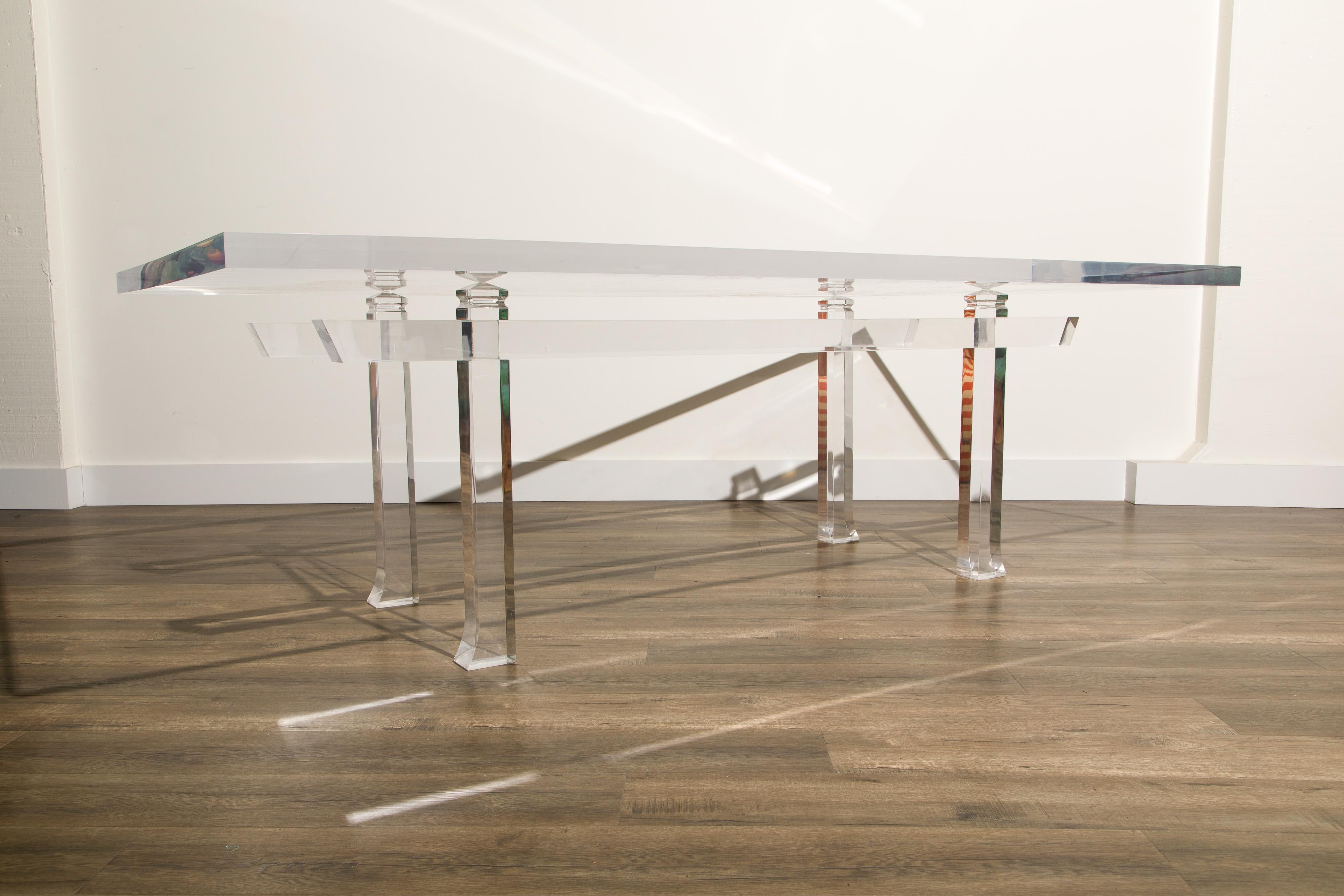 Post-Modern Charles Hollis Jones CHJ-575 'Box' Monumental Lucite Dining Table, Signed For Sale