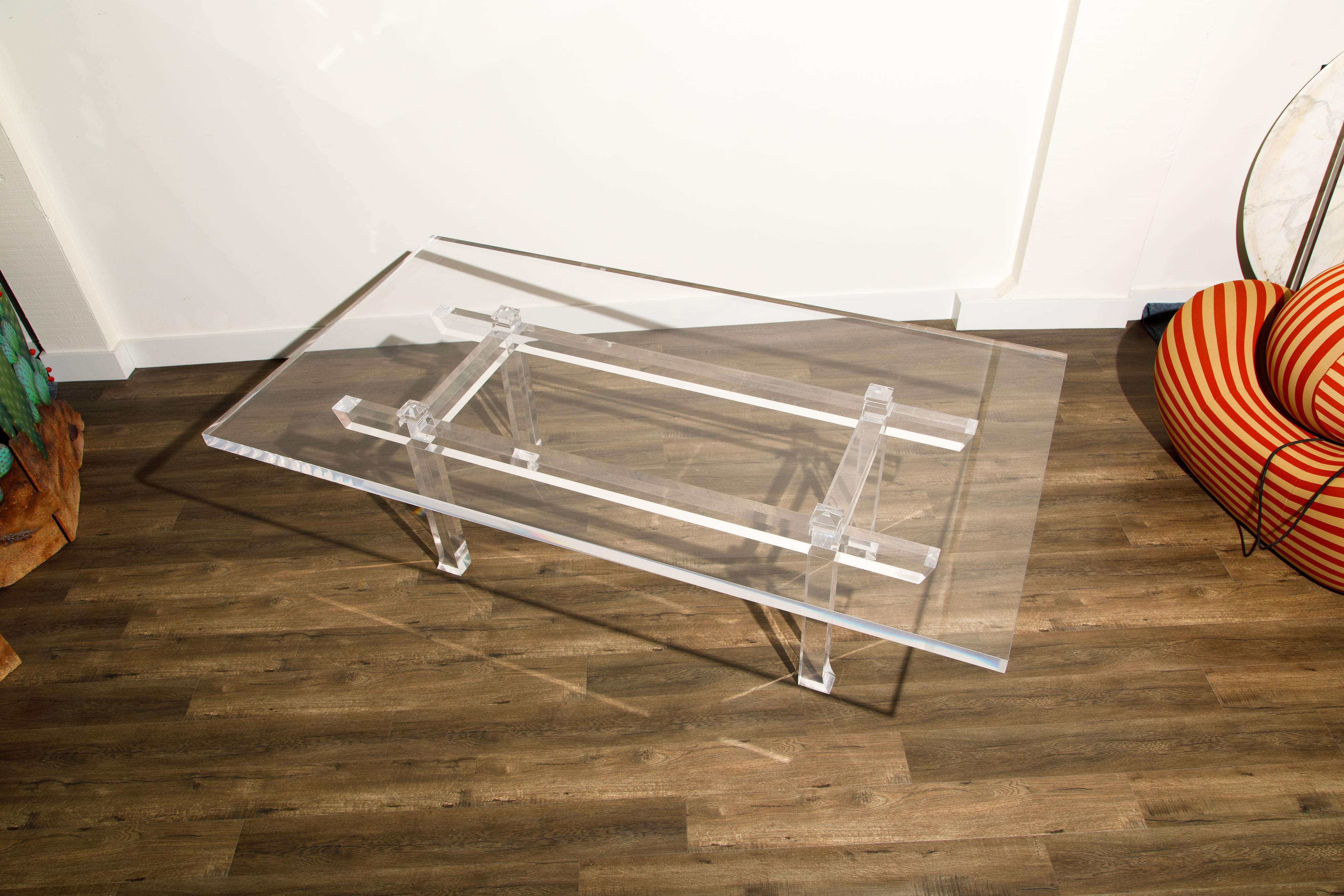 Charles Hollis Jones CHJ-575 'Box' Monumental Lucite Dining Table, Signed In Good Condition For Sale In Los Angeles, CA