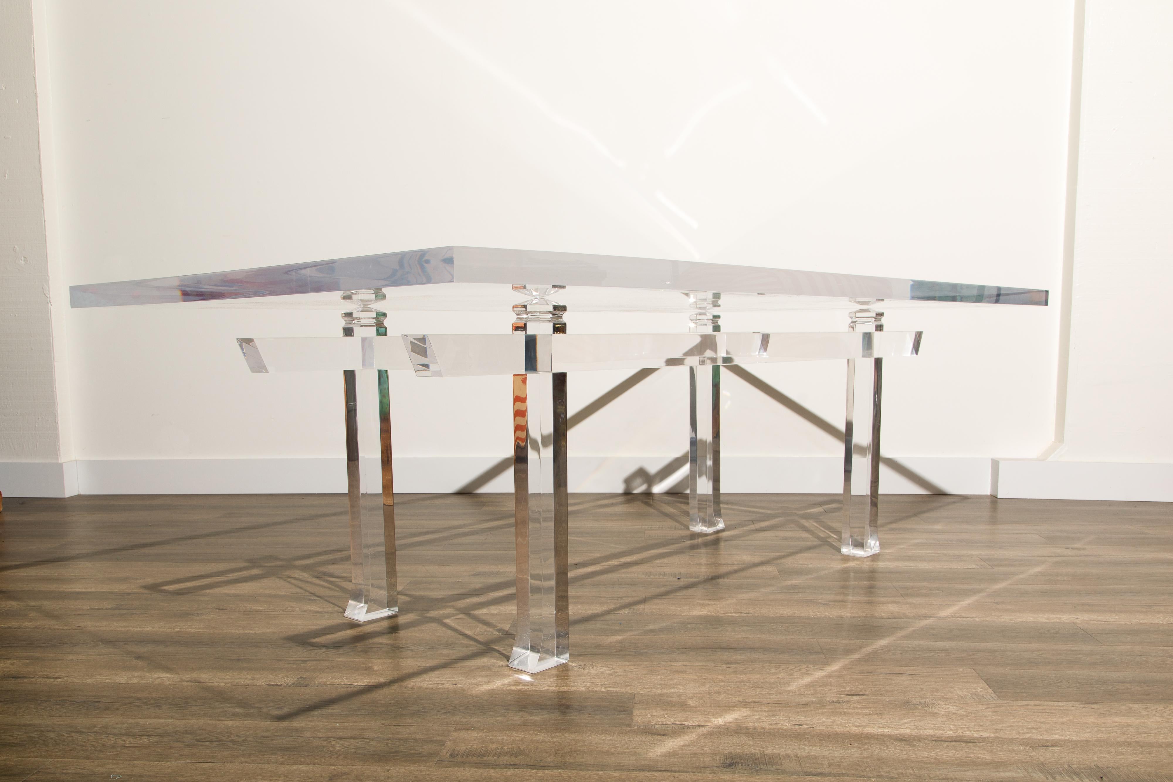 Late 20th Century Charles Hollis Jones CHJ-575 'Box' Monumental Lucite Dining Table, Signed For Sale