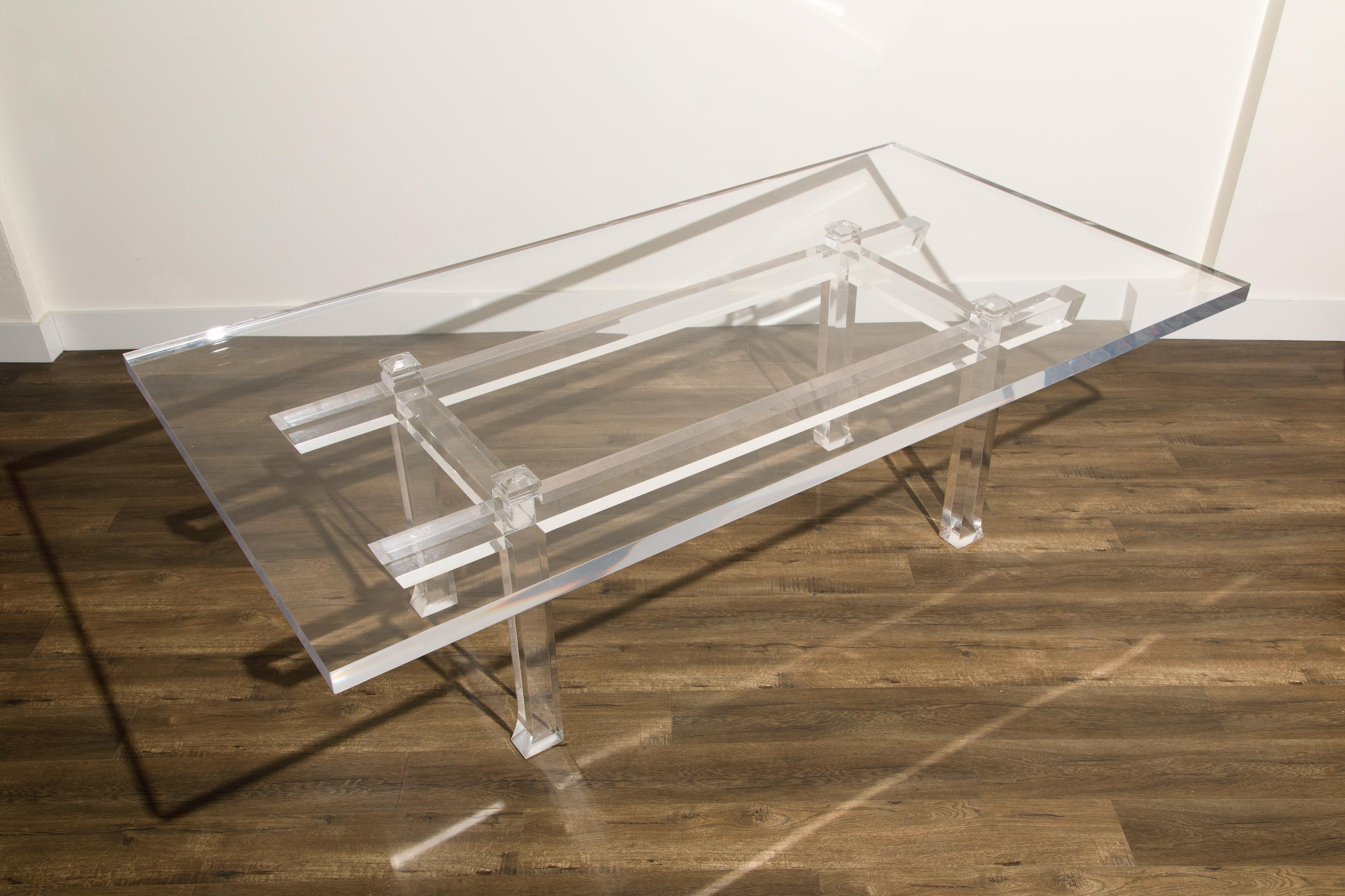 Charles Hollis Jones CHJ-575 'Box' Monumental Lucite Dining Table, Signed For Sale 1