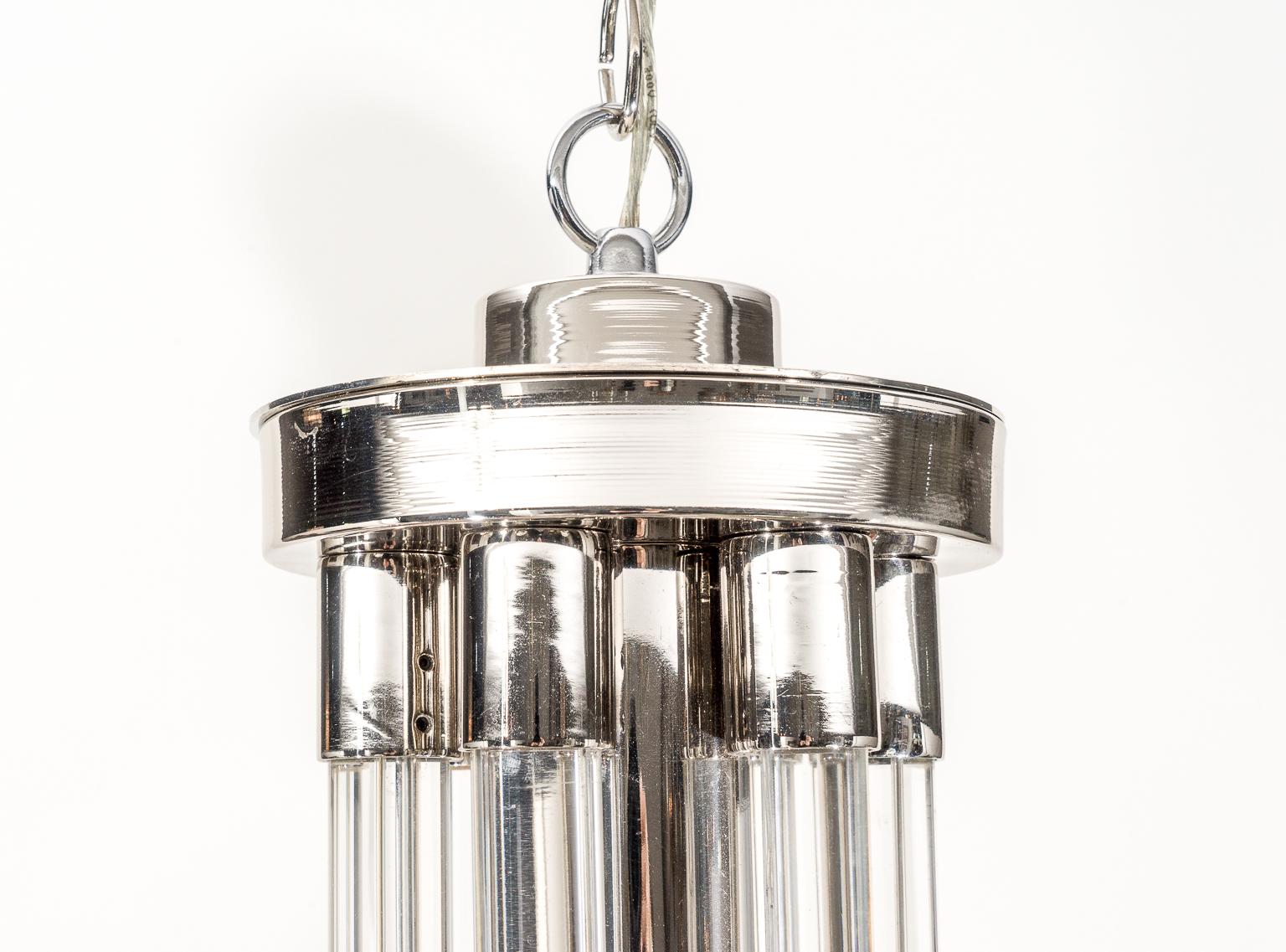 20th Century Charles Hollis Jones Chrome and Lucite Chandelier For Sale