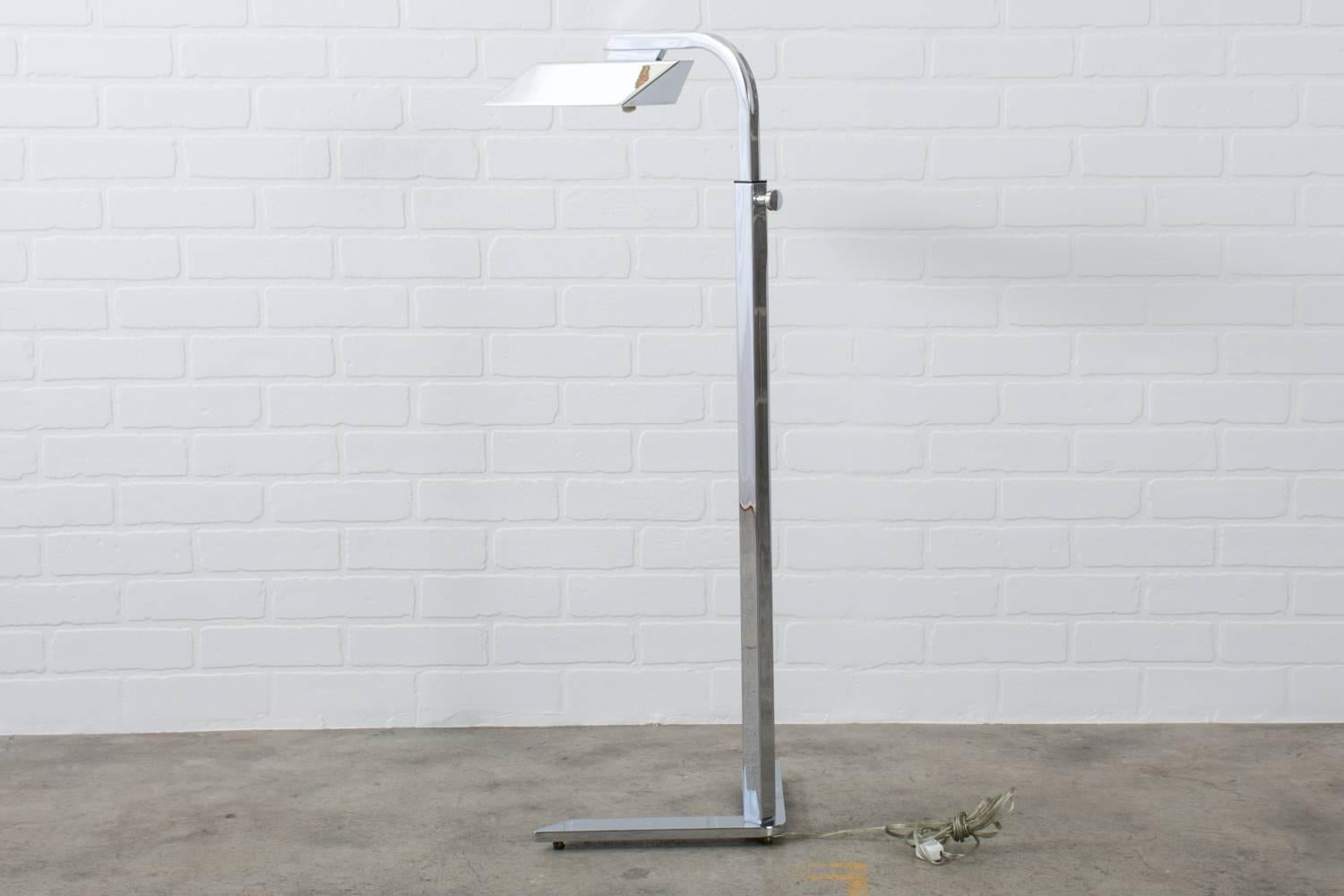 Charles Hollis Jones Chrome Floor Lamp In Good Condition For Sale In San Francisco, CA