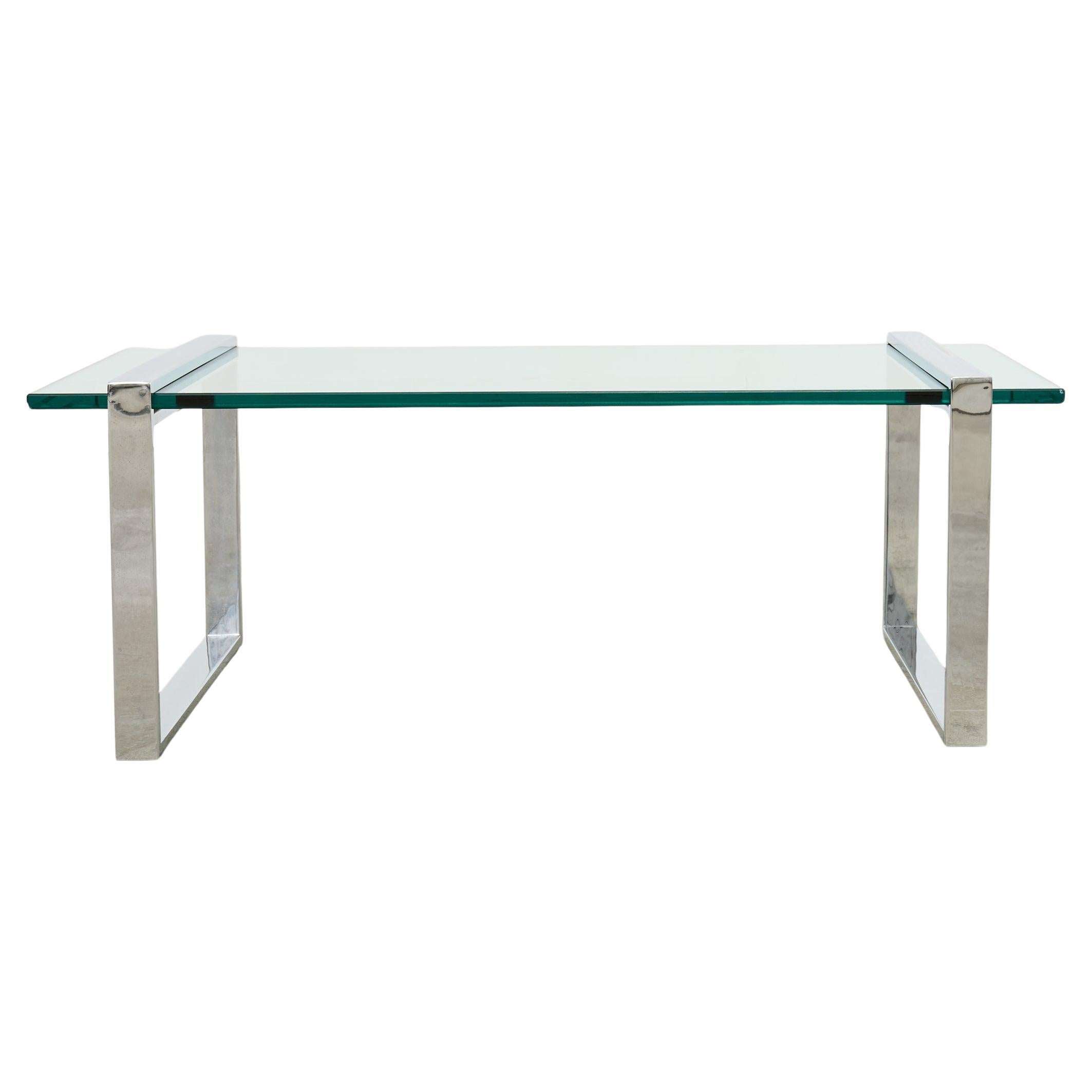 Charles Hollis Jones Chrome Glass "Box" Coffee Cocktail Table For Sale