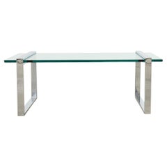 Charles Hollis Jones Chrome Glass "Box" Coffee Cocktail Table