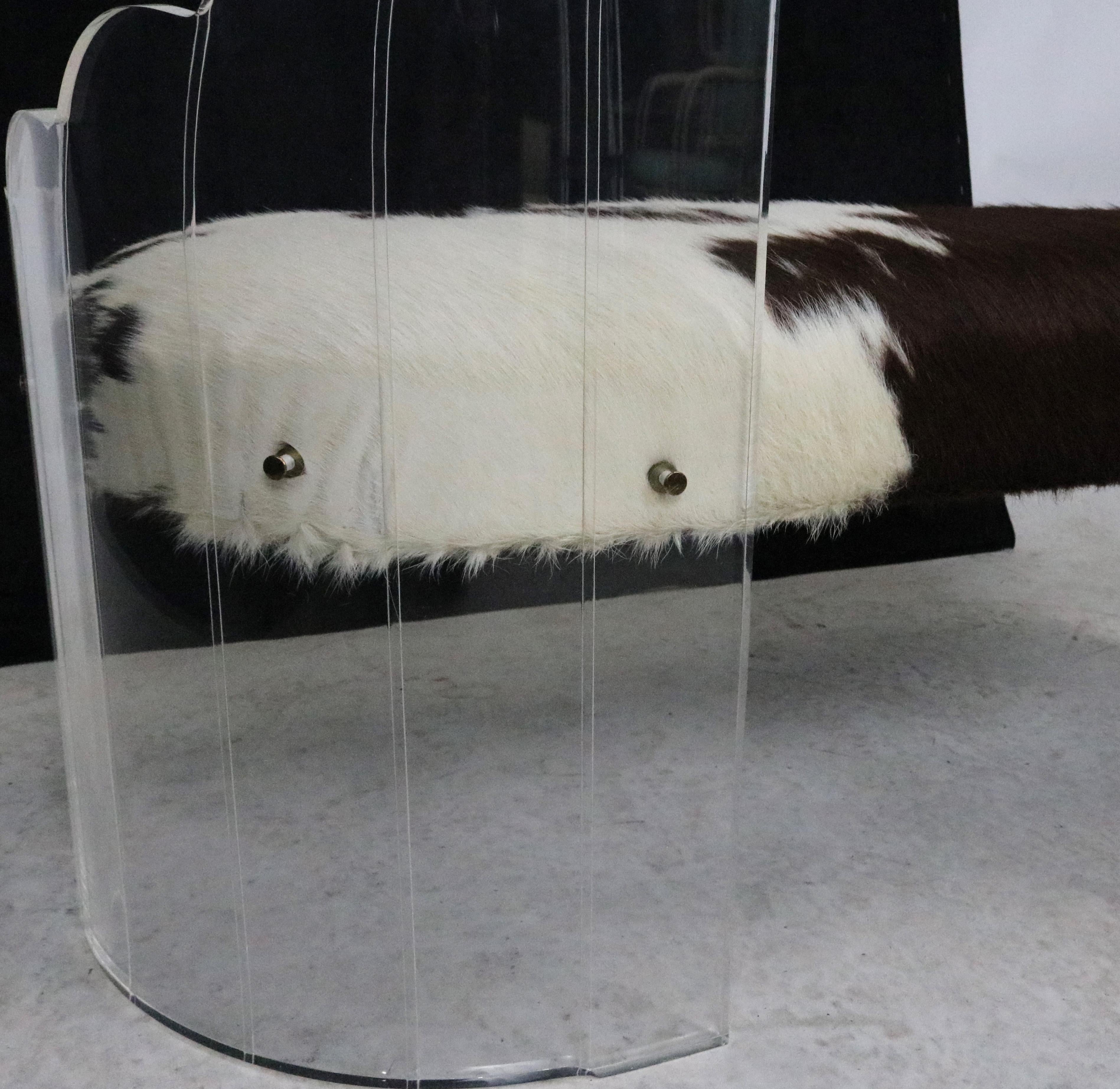 c.1970 Charles Hollis Jones Clear Lucite 'Angel Wings' Bench-Hill Mfg-Calf hide  For Sale 1