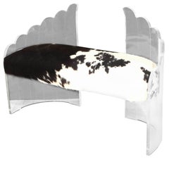 c.1970 Charles Hollis Jones Clear Lucite 'Angel Wings' Bench-Hill Mfg-Calf hide