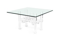 Charles Hollis Jones Contemporary American Clear Lucite Dining Table Base