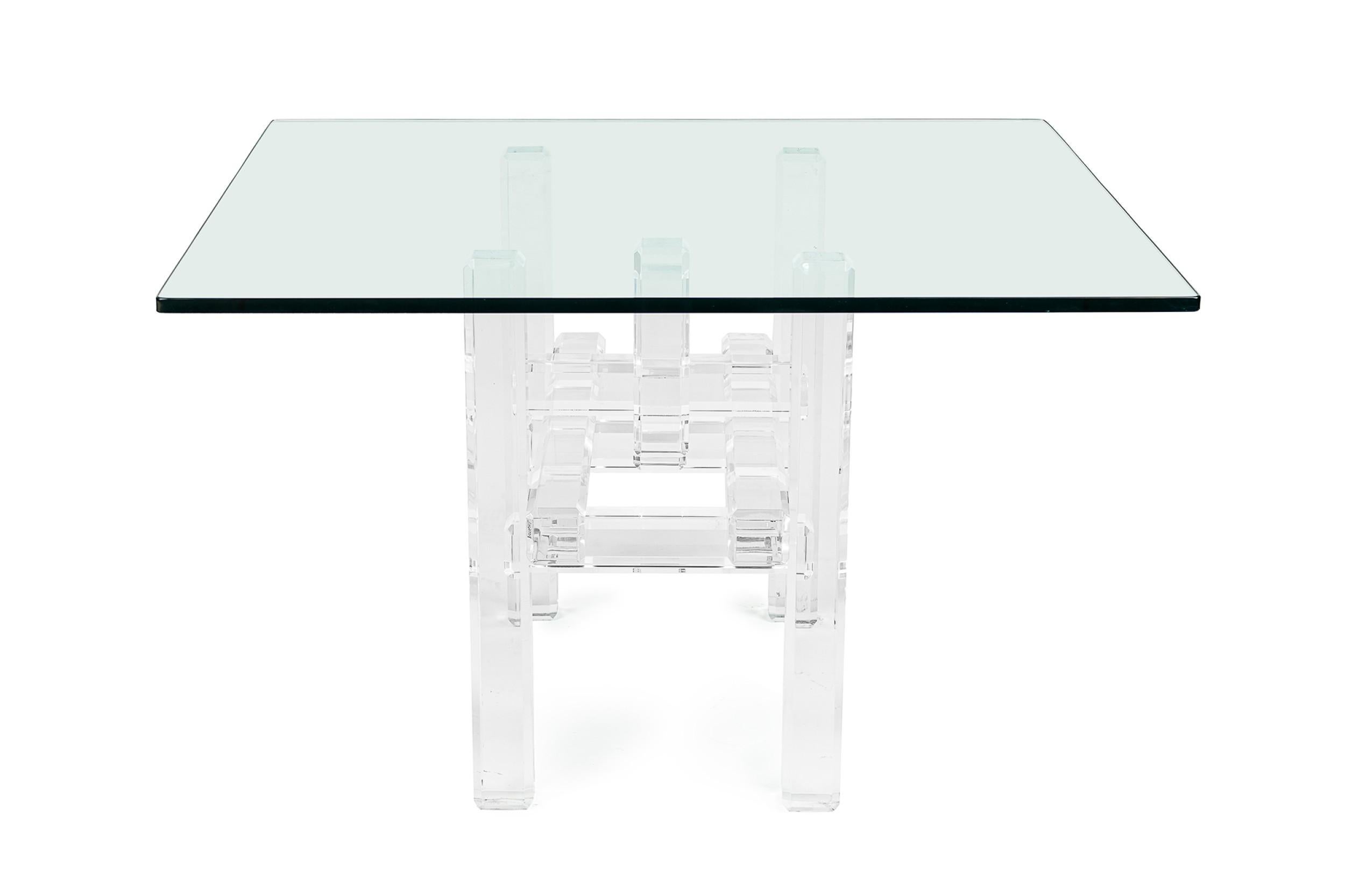 Moderne Charles Hollis Jones Contemporary AM Contemporary Clear Lucite Dining Table Base en vente