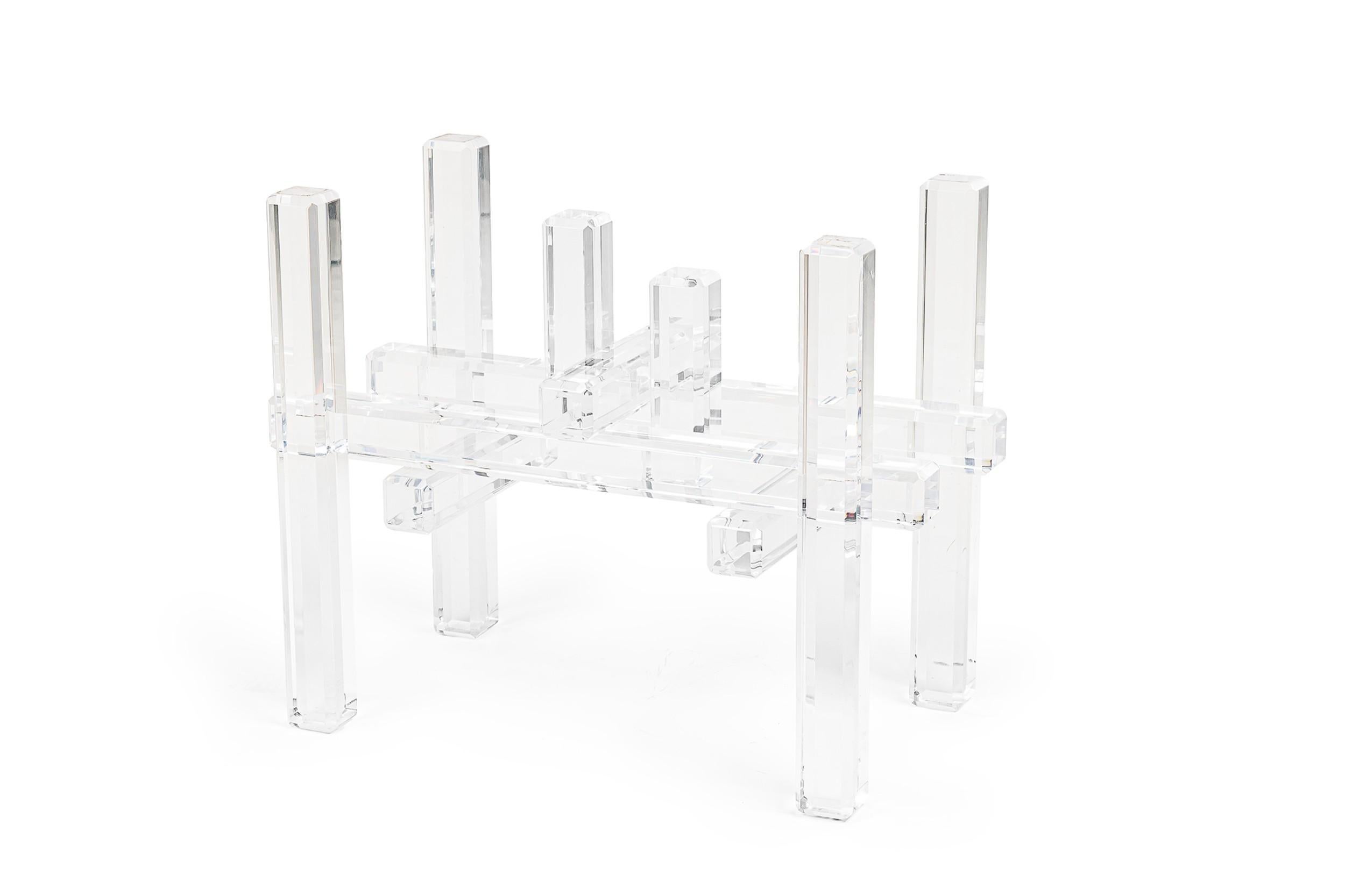 Américain Charles Hollis Jones Contemporary AM Contemporary Clear Lucite Dining Table Base en vente