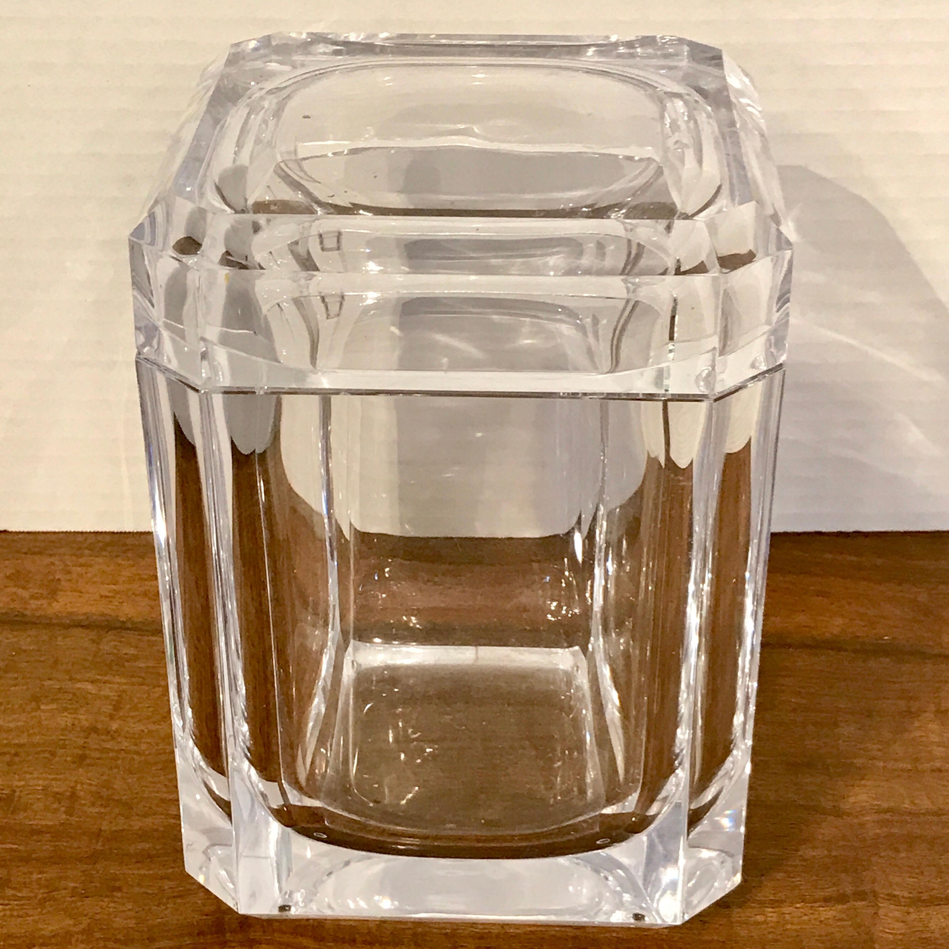 Charles Hollis Jones cube ice bucket. With swivel lid, the interior is 5.5