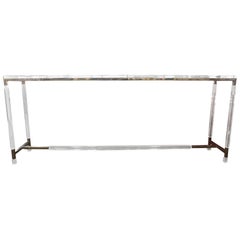 Charles Hollis Jones Custom Lucite and Nickel or Brass Console