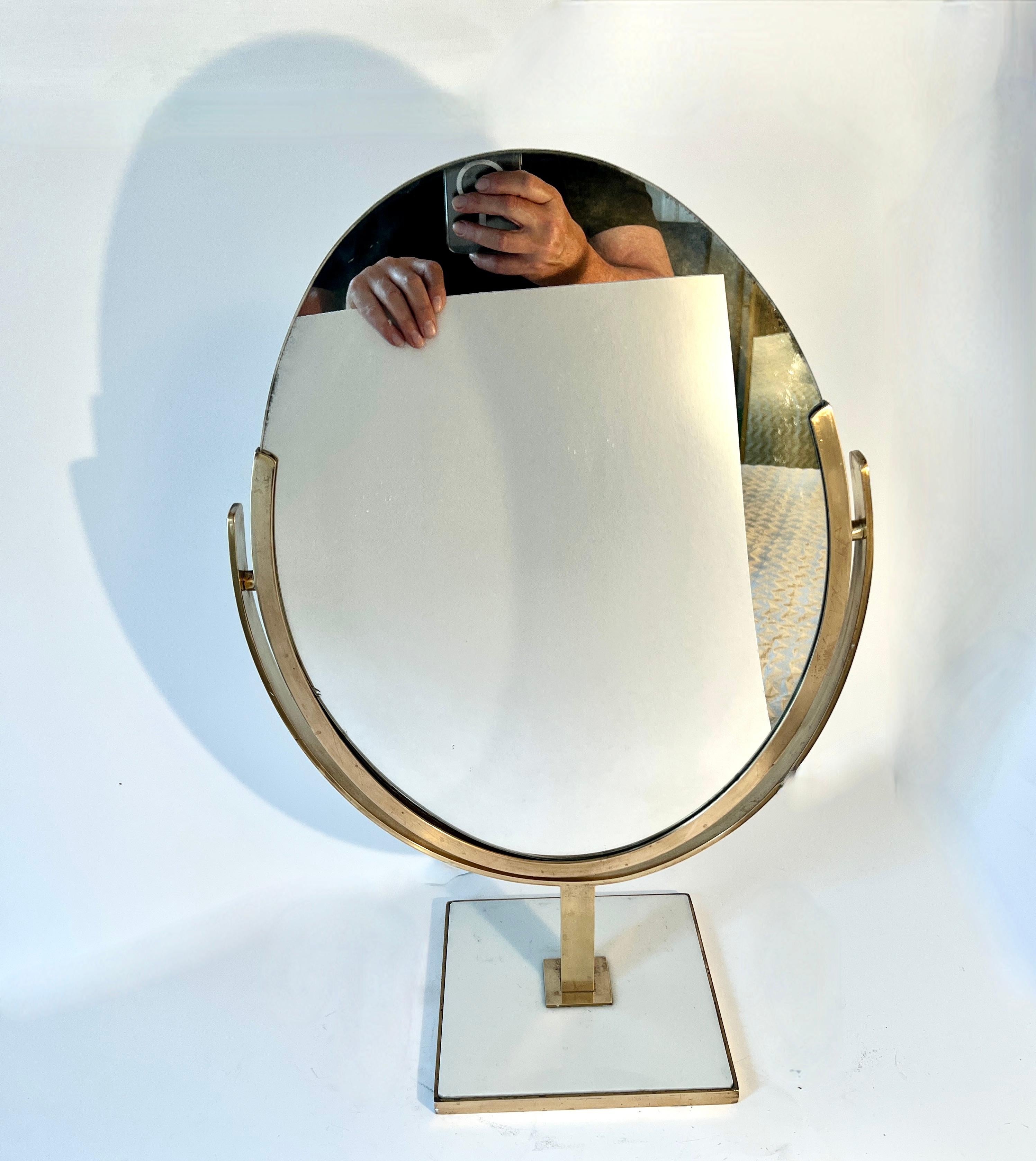 Hand-Crafted Charles Hollis Jones Double Sided Brass Table Mirror For Sale