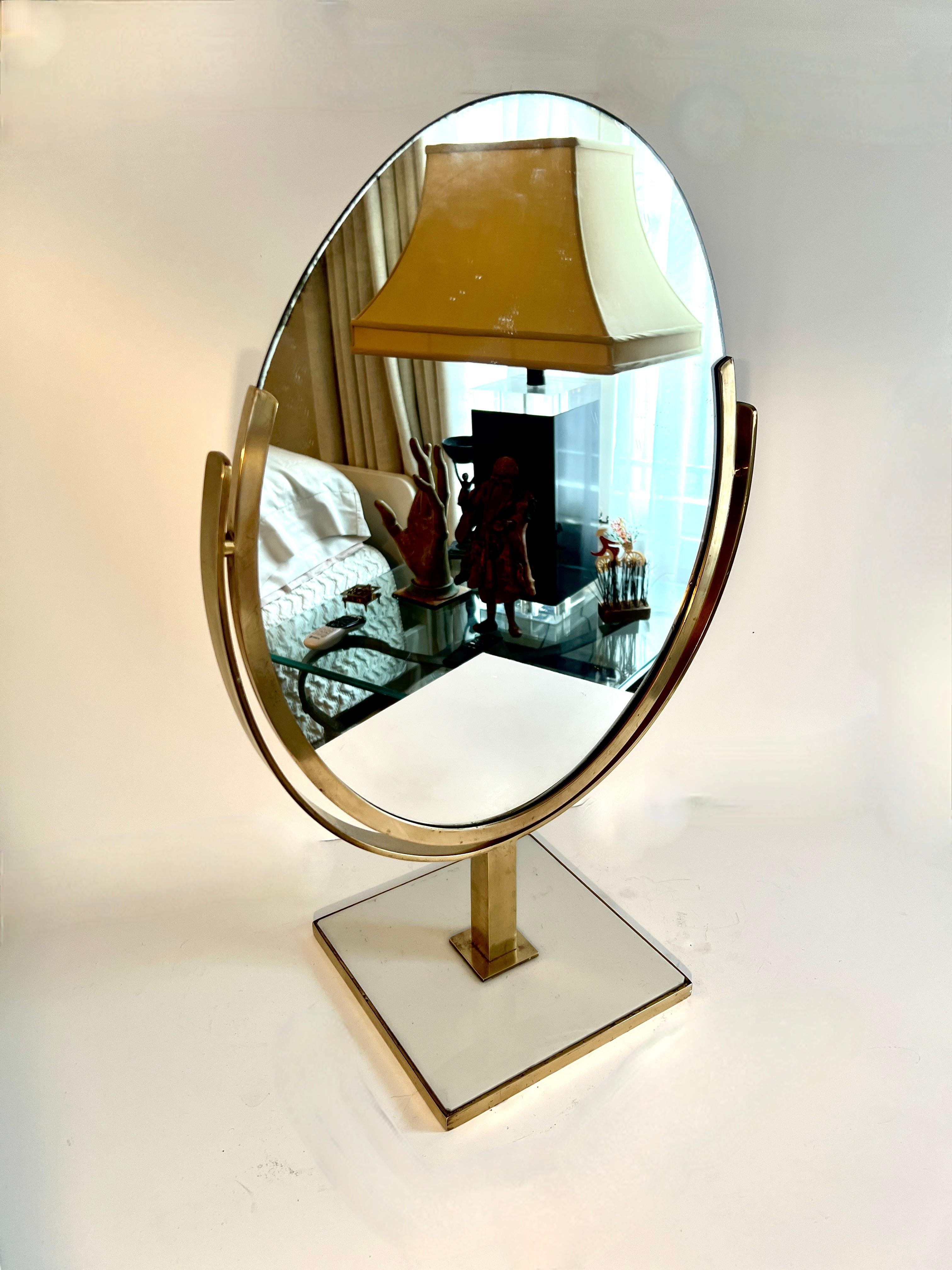 Charles Hollis Jones Double Sided Brass Table Mirror For Sale 1