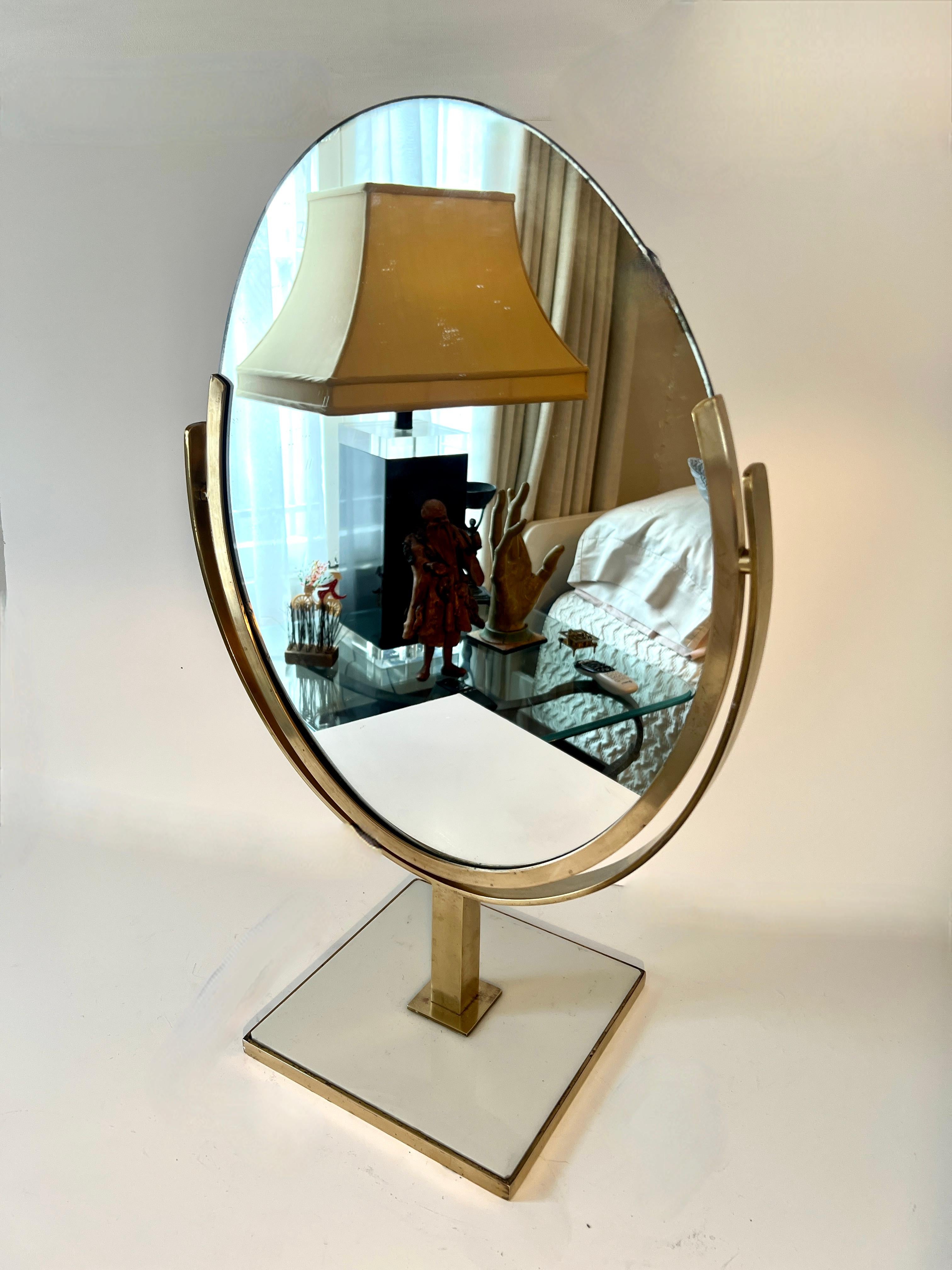 Charles Hollis Jones Double Sided Brass Table Mirror For Sale 2