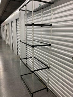 Charles Hollis Jones Étagère en lucite et émail noir, signée et datée